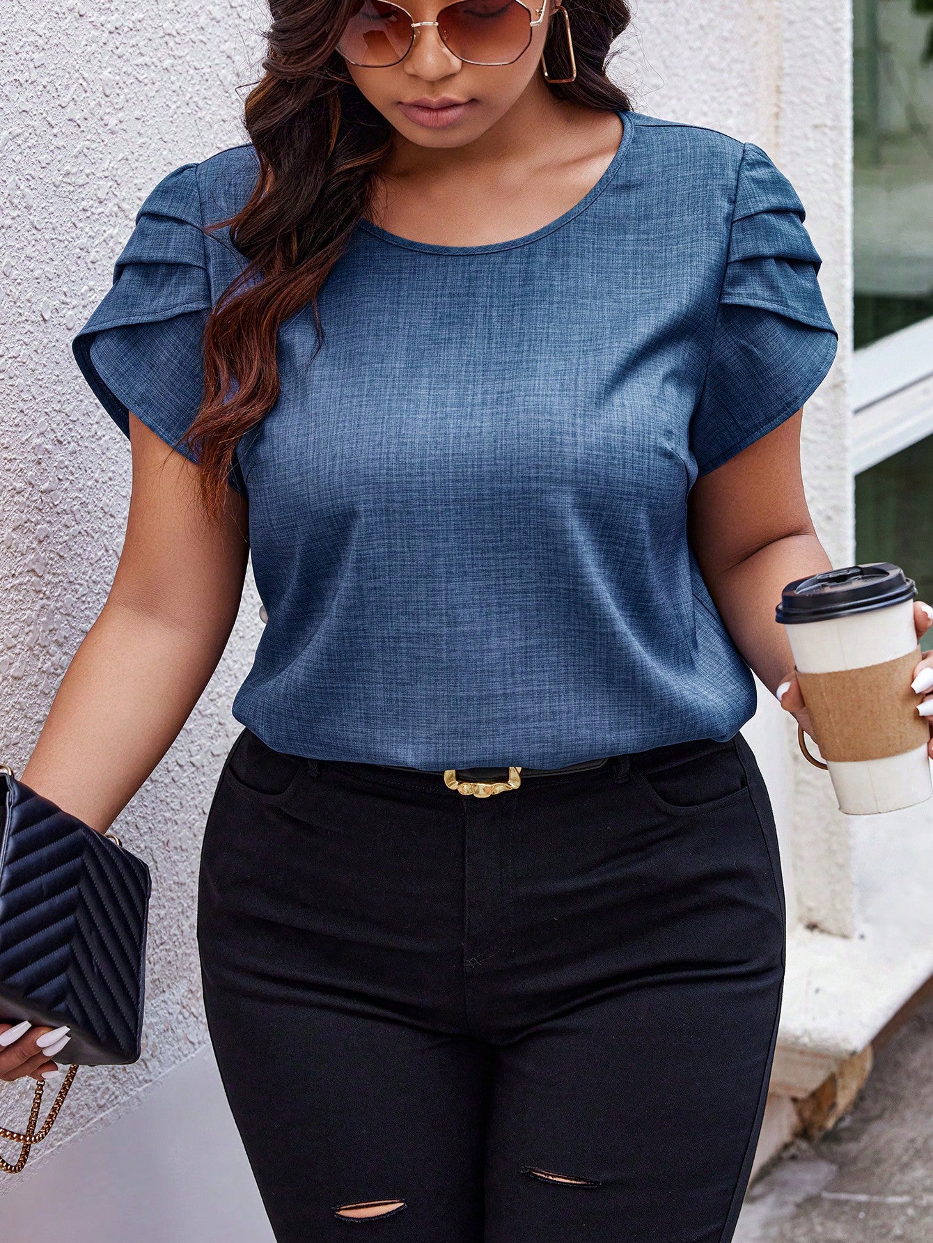 Plus Size Short Sleeve Round Neck Shirt For Summer