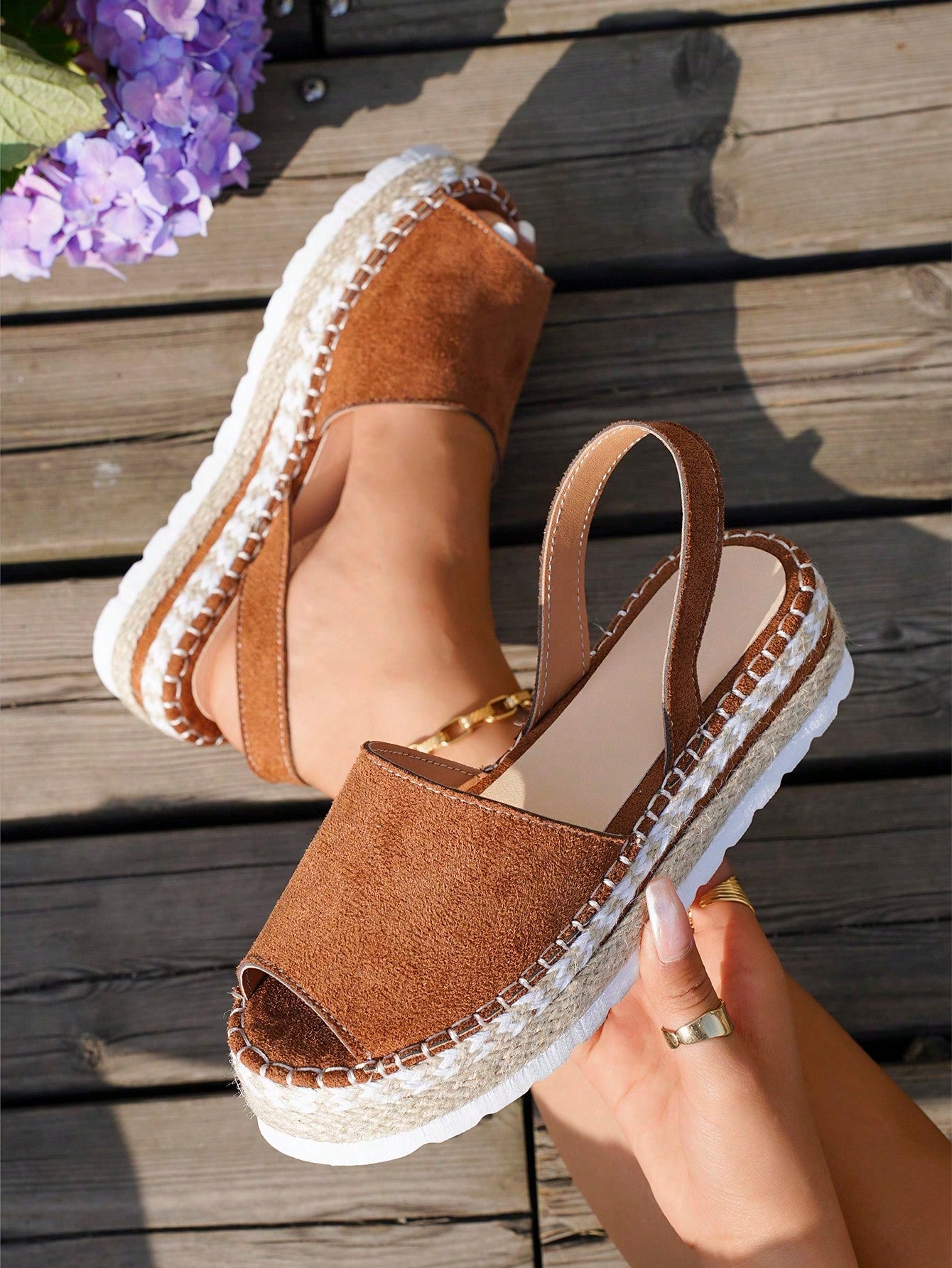 Ladies' Platform Wedge Sandals (Run Small By One Size) Summer New Style Ankle Strap Open Toe Woven Thick Bottom Sandals Plus Size