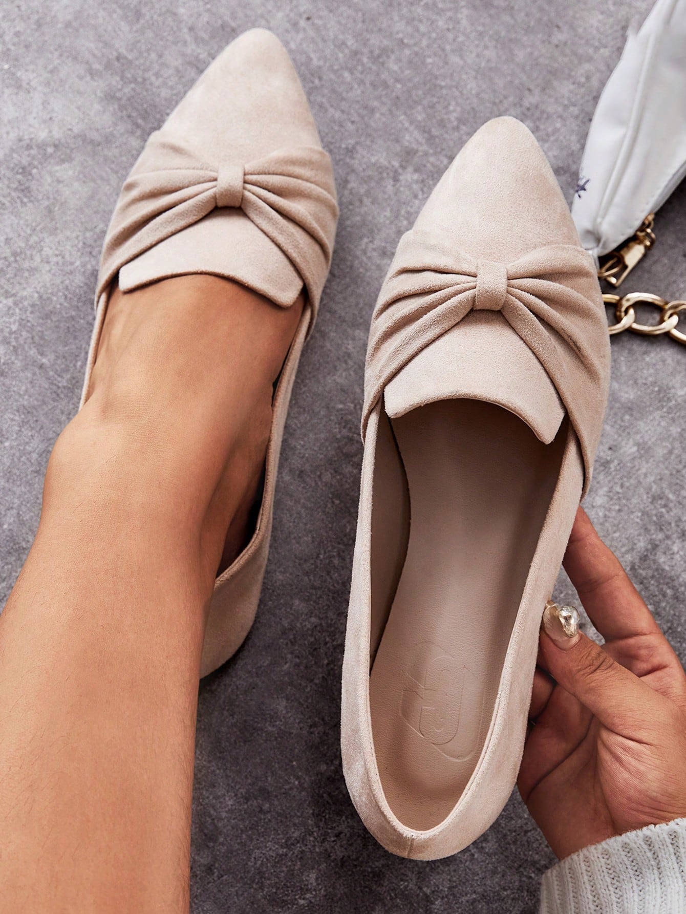 CHICEST Women Shoes Fashionable Lightweight Beige Flat Shoes With Bow For Summer Vacation Shoes Summer Sale Elegant Flats