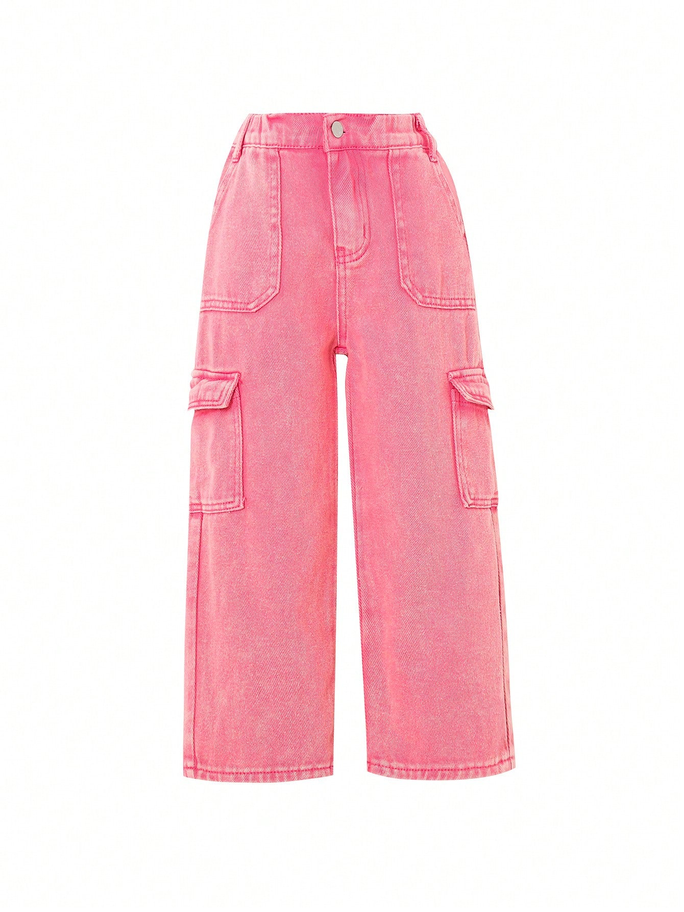 Young Girl Flap Pocket Side Wide Leg Jeans