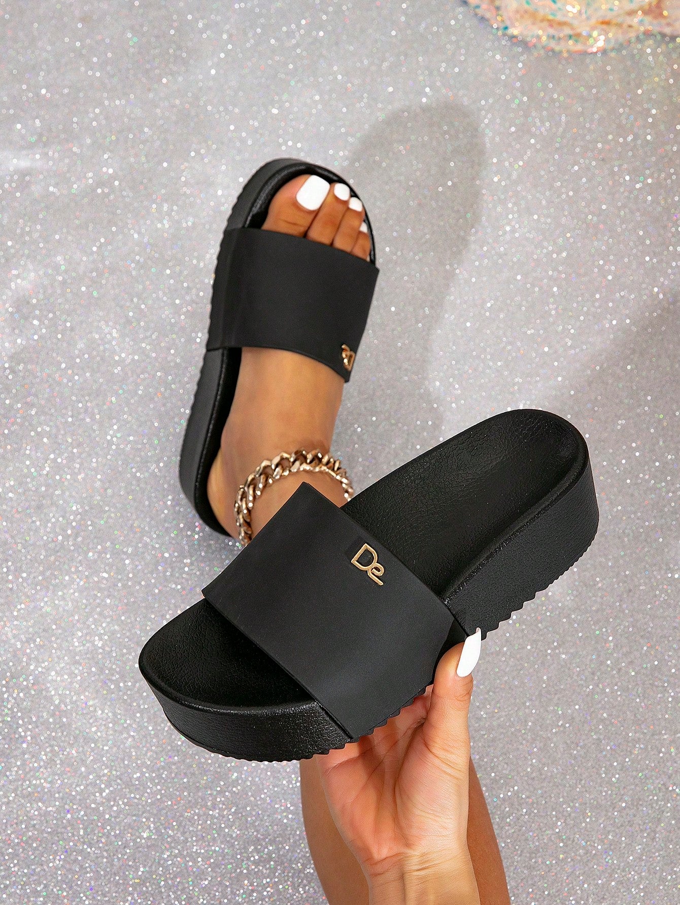 Summer New Women's Casual Fashion PVC Platform Wedge Heel Sandals, Outdoor Beach Comfortable Slippers