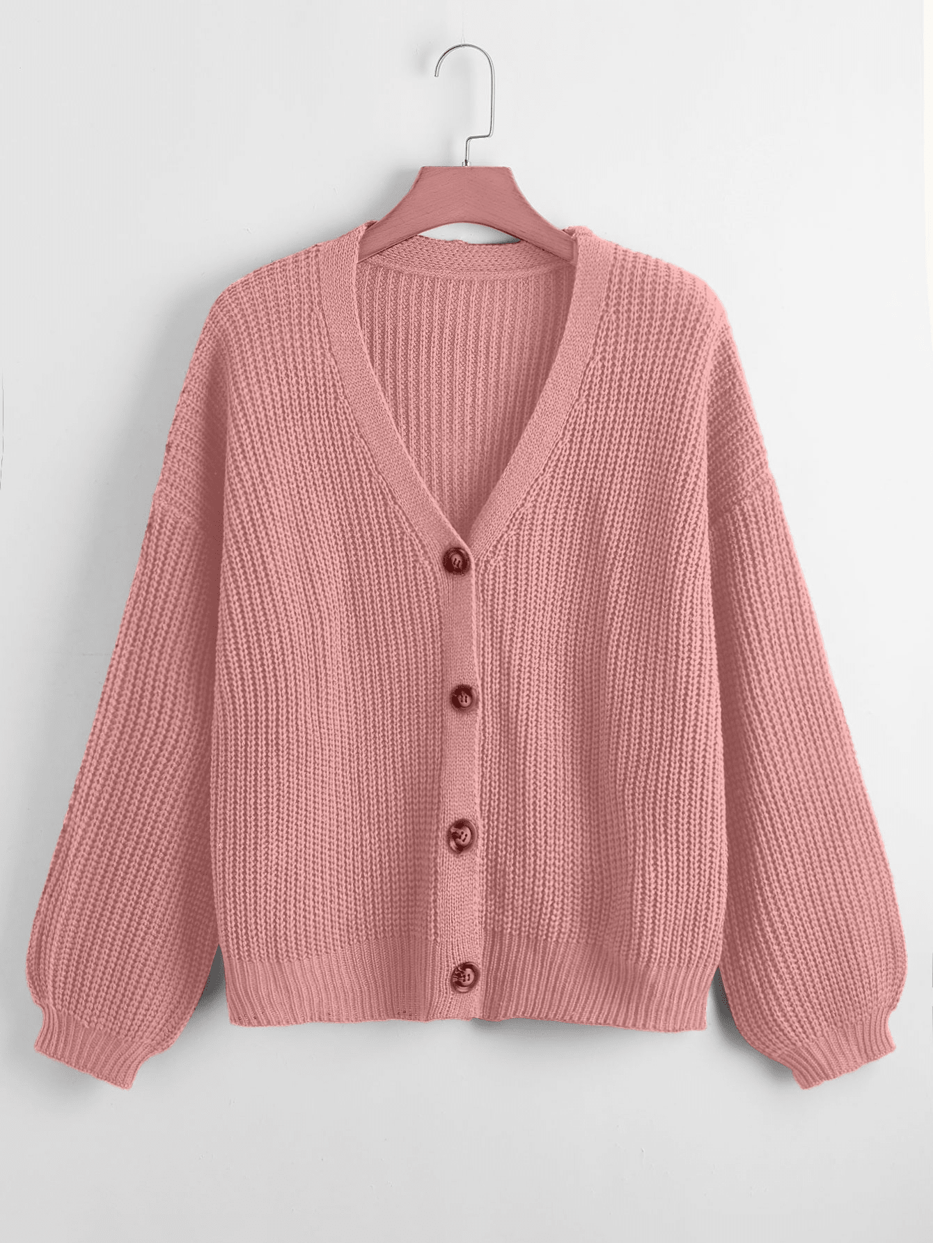 Plus Button Front Drop Shoulder Cardigan