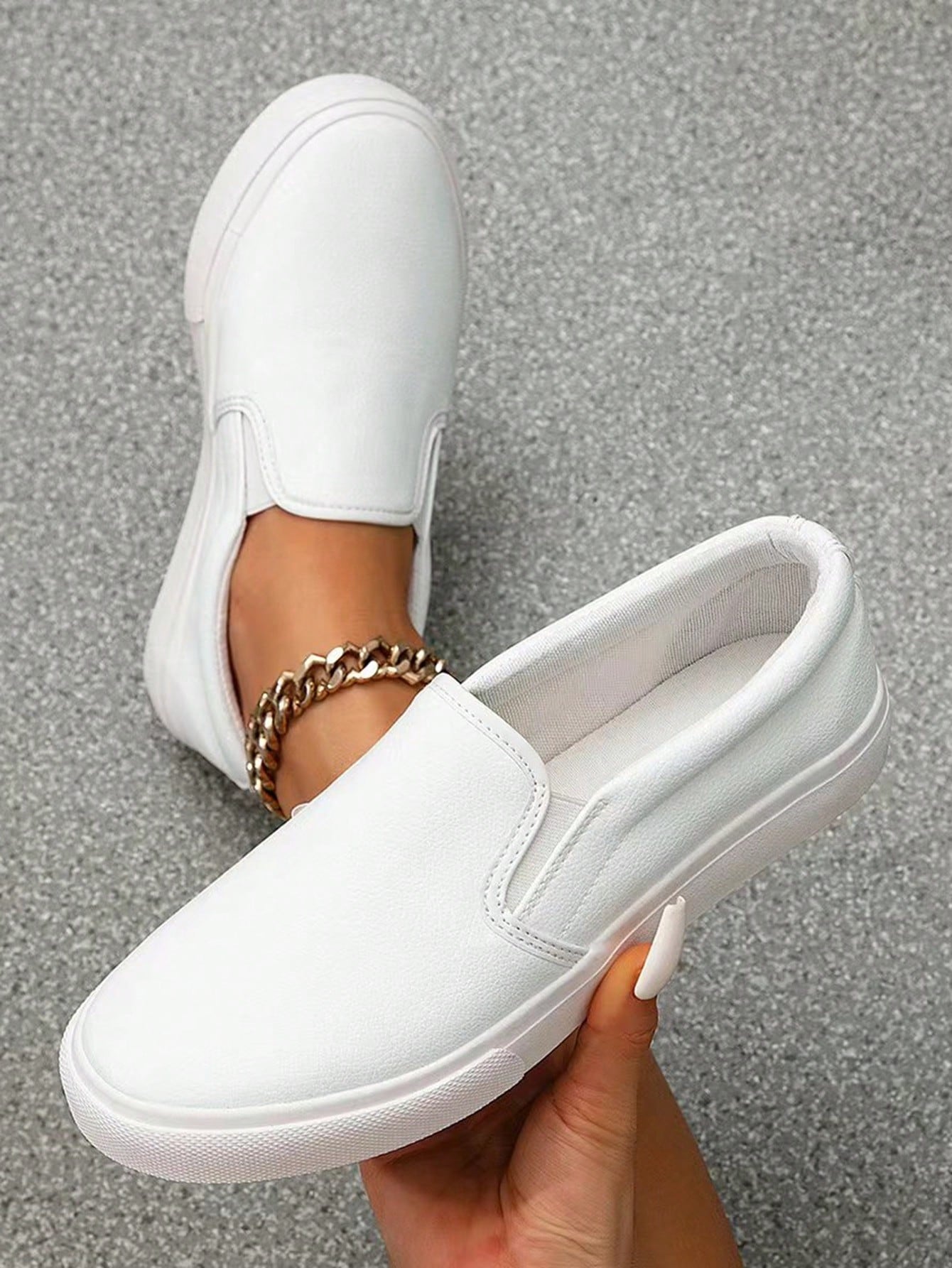 Women's Leather Slip-On Loafers, Walking Shoes, Fashionable Casual Shoes