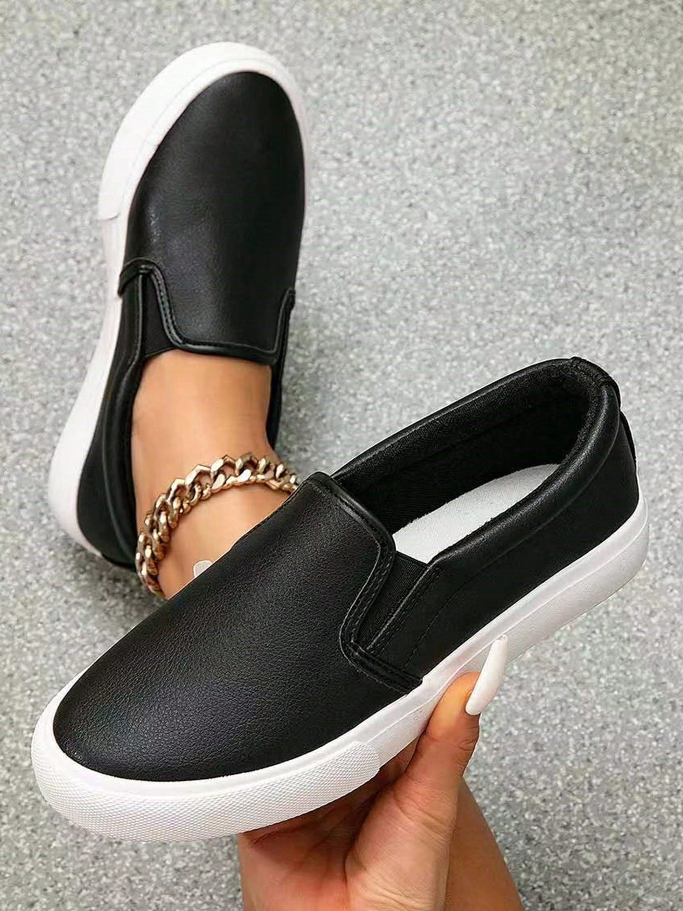 Women's Slip-On Leather Loafers, Walking Shoes, Fashion Casual Shoes