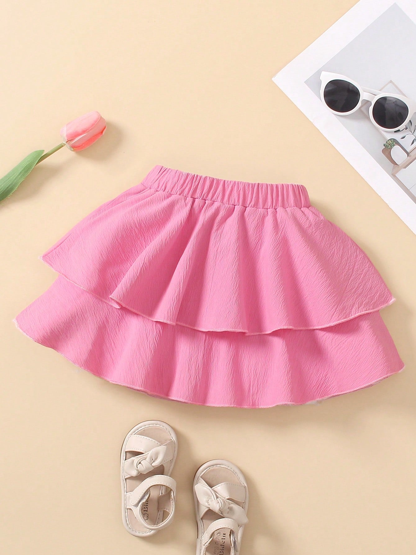 Young Girl Cute & Double Layer Short Skirt For Sweet Princess Look, Perfect For Summer Holiday