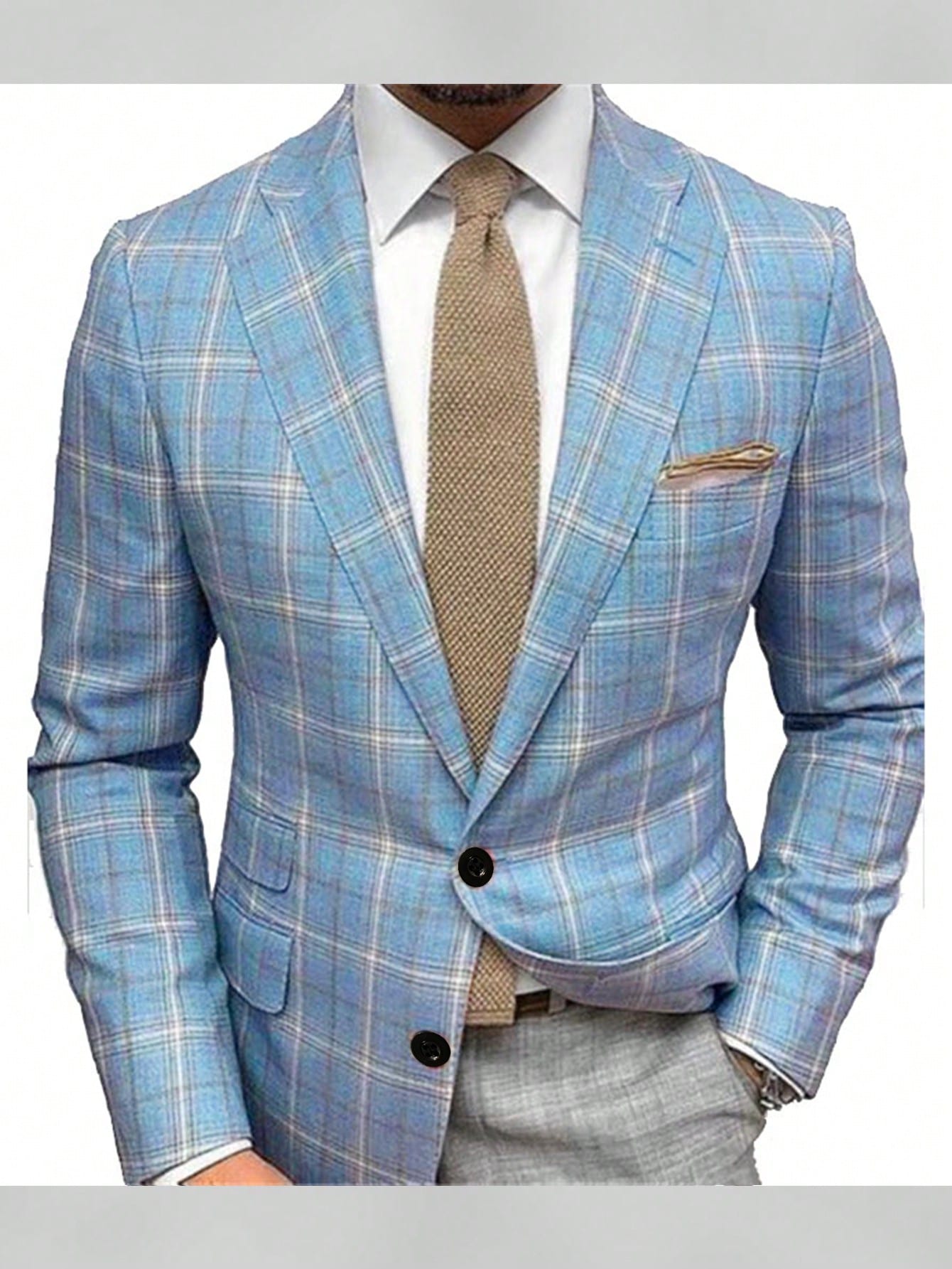 Purple Plaid Men's Business Casual Blazer, Fashionable Street Style, Versatile And Elegant Daily Wear For Men