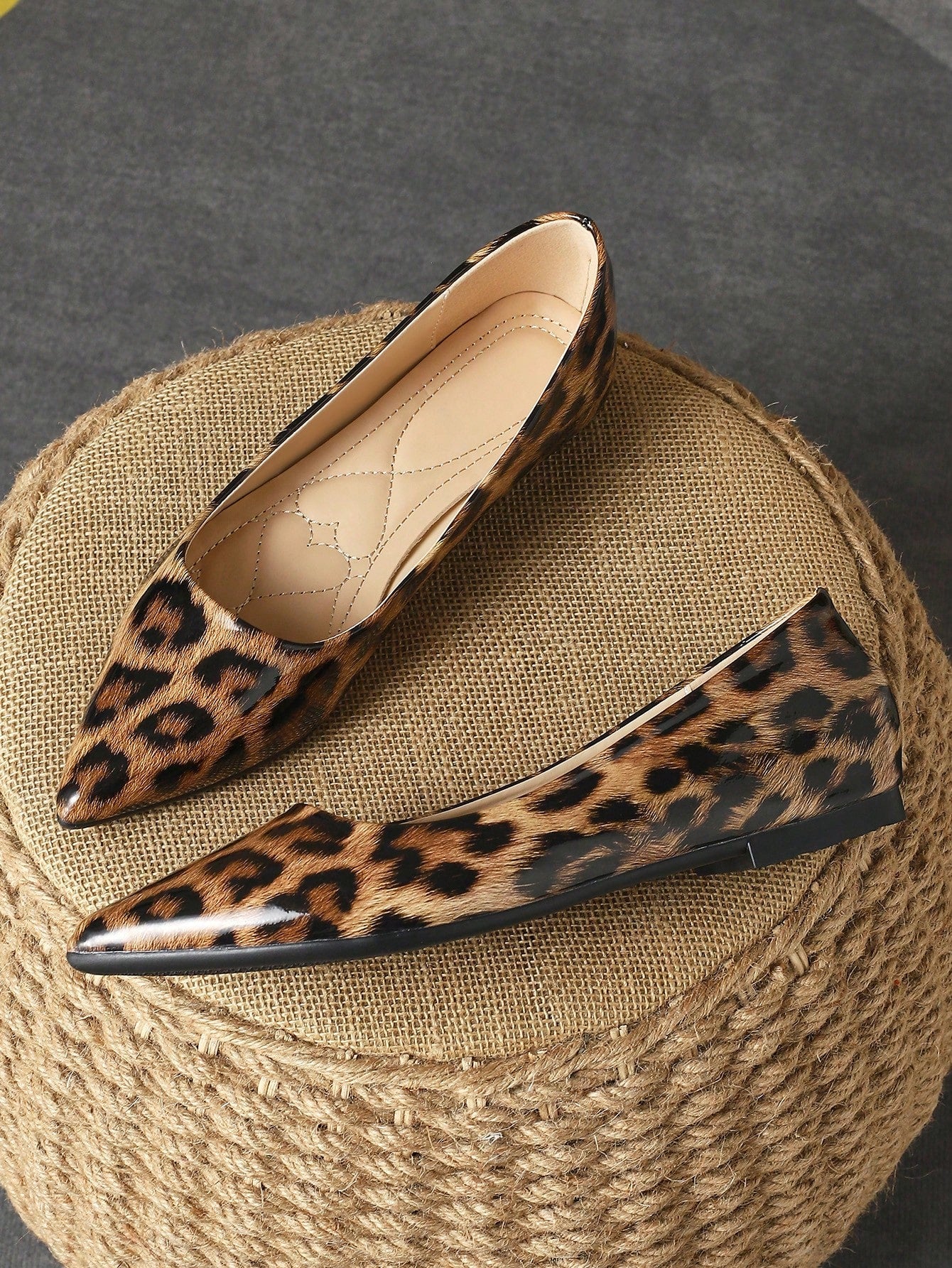 Women's Pointy Toe Flat Casual Leopard Print Slip-On Shoes, Spring Summer Autumn Daily, Party, Versatile