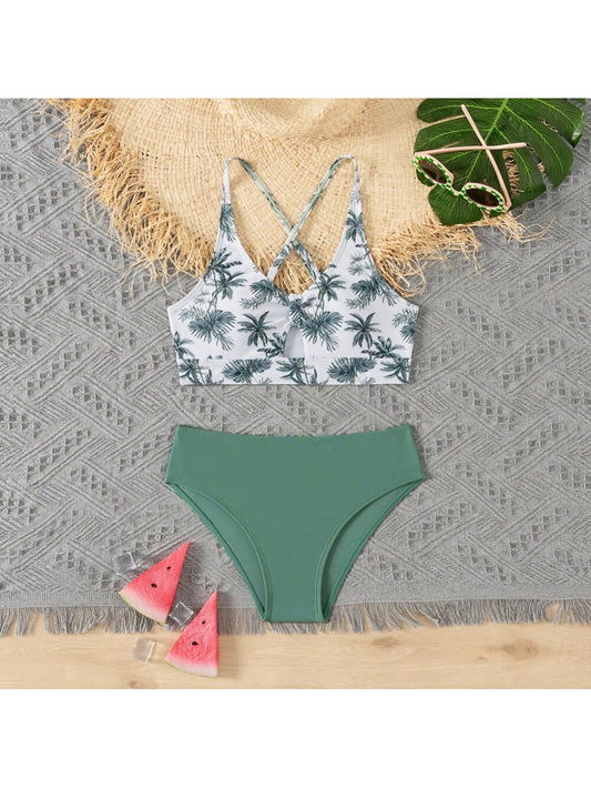 Tween Girl Summer Printed Bikini Set, Two-Piece