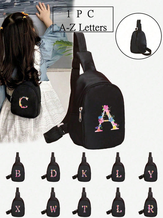 1pc Boys And Girls Nylon Zipper Close Stylish Mini Chest Bag, Letter Print Casual Bag Suitable For Everyday Use