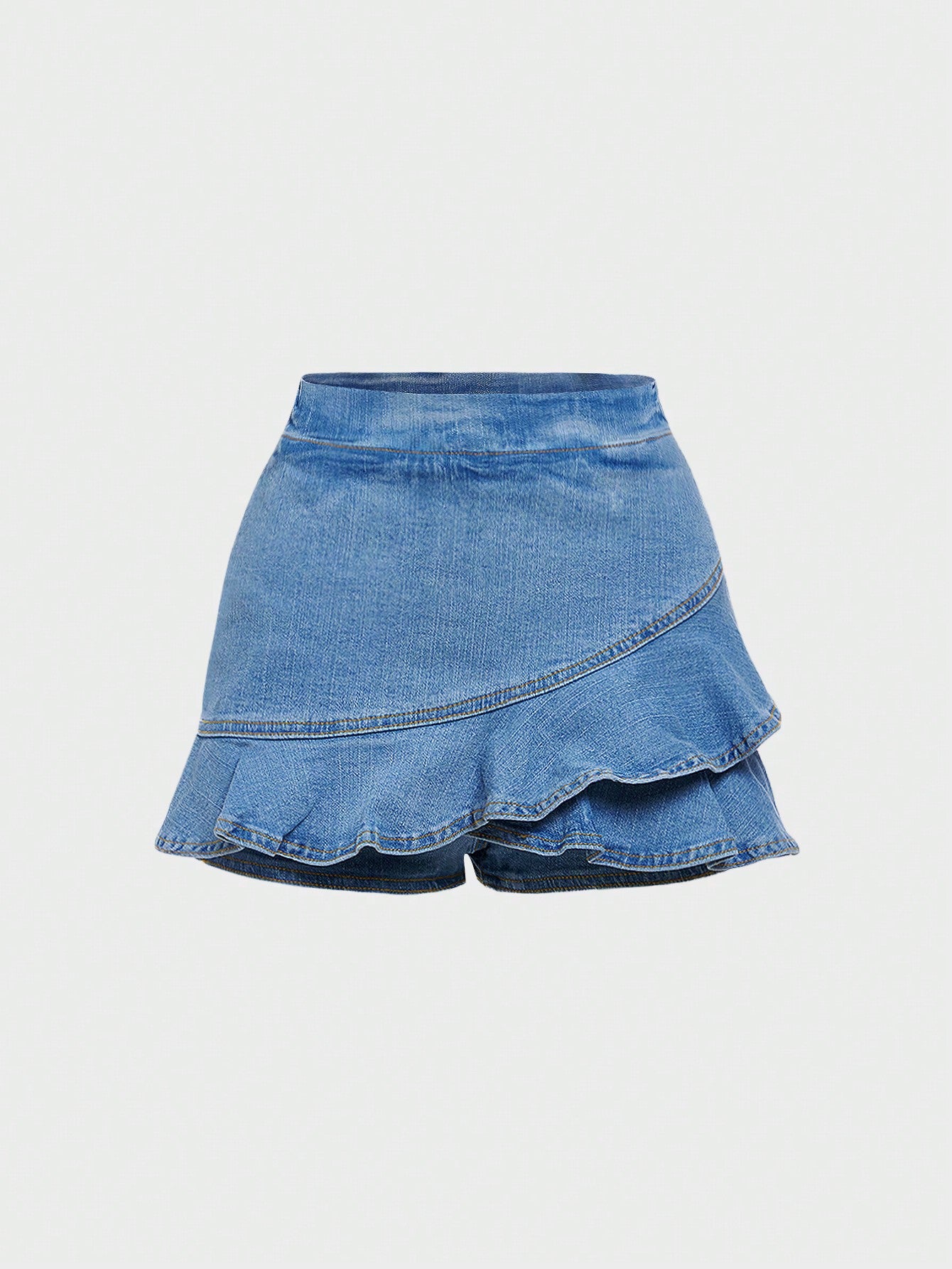 Teen Girl Ruffle Hem Denim Skort