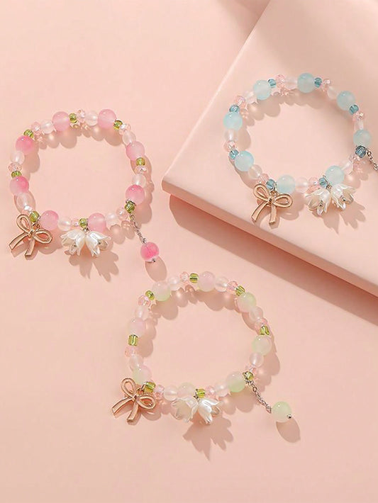 1pc Sweet Girl's Hydrangea Floral Bracelet, Minimalist Design, Gradient Color, Fashionable Accessory For Best Friends