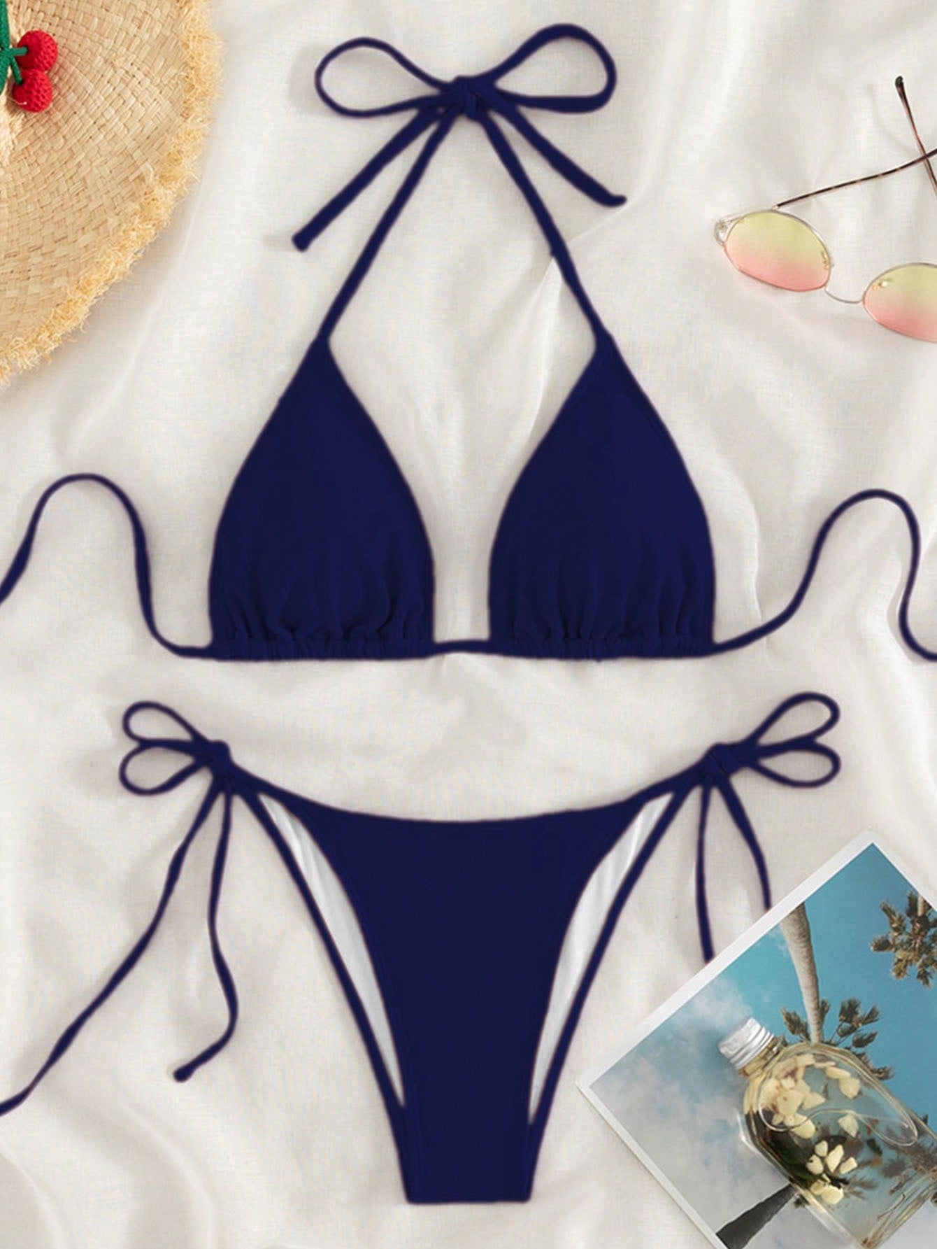 Swim Summer Beach Halter Triangle Tie Side Bikini Set