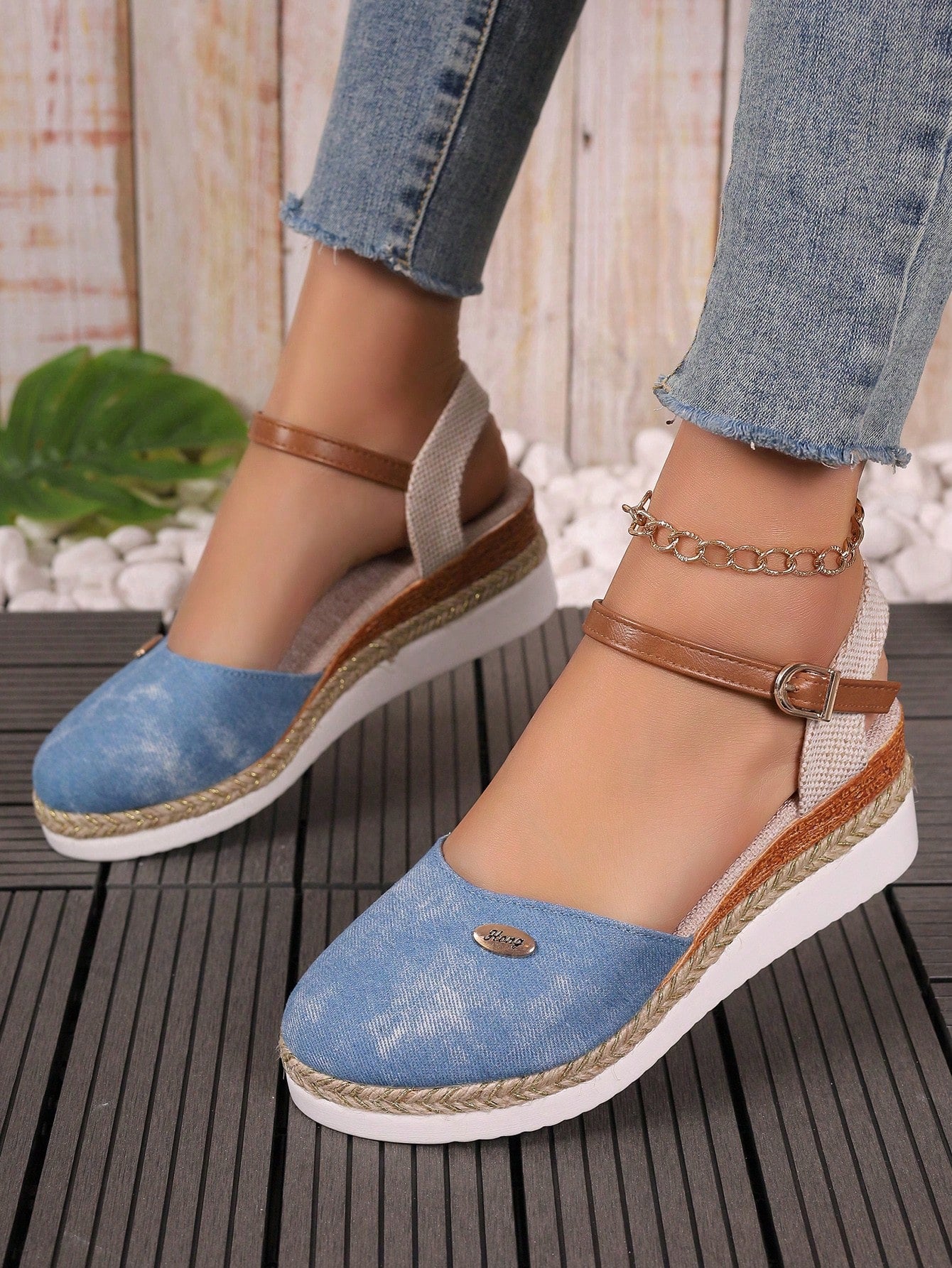 2024 Spring/Summer New Arrival Women's Fisherman Shoes With Buckle, Jute Wedge Heel, Fairy Style Peep Toe Sandals With Straw Woven Surface