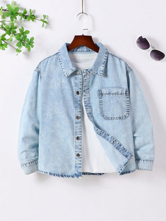 Tween Girl Casual Fashionable Denim Top