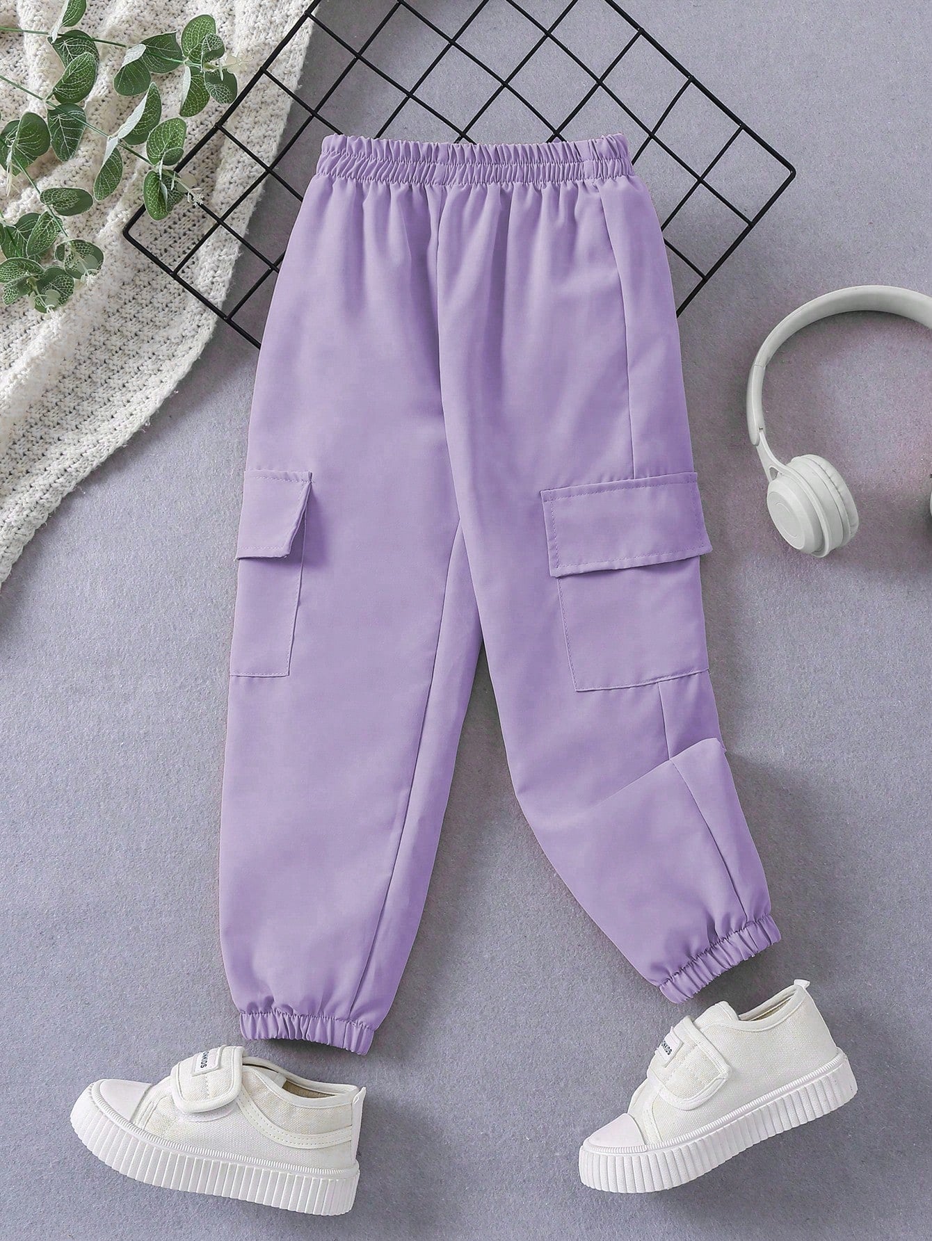 Young Girl Rose Red Dopamine Style Long Pants Worn As Outerwear, European And American Fashion Style Cargo Pants