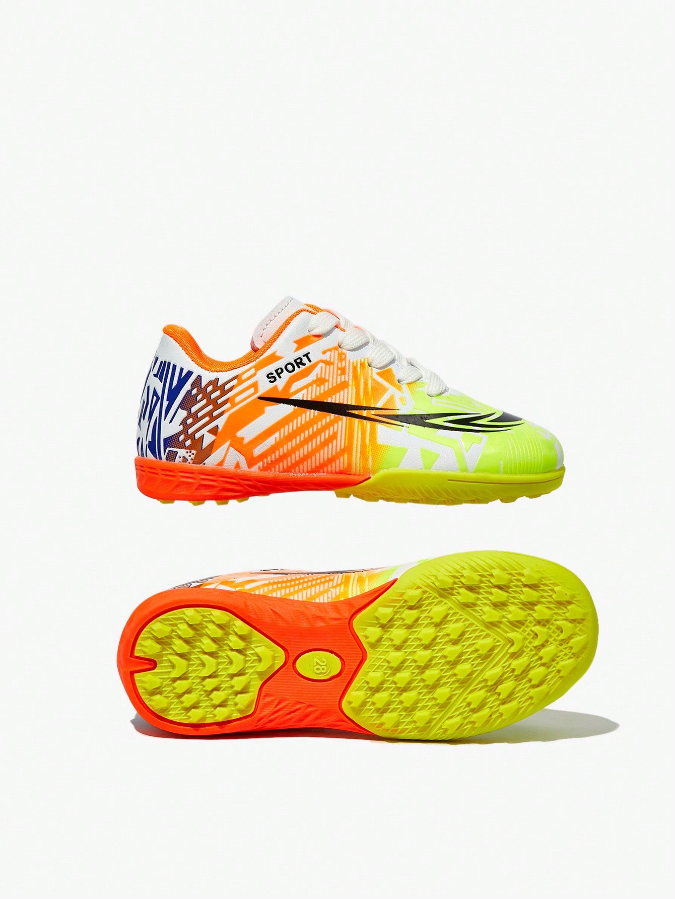 1pair Children Fashion Printed Soccer Shoes, Suitable For Sports And Soccer Scenes Wearing