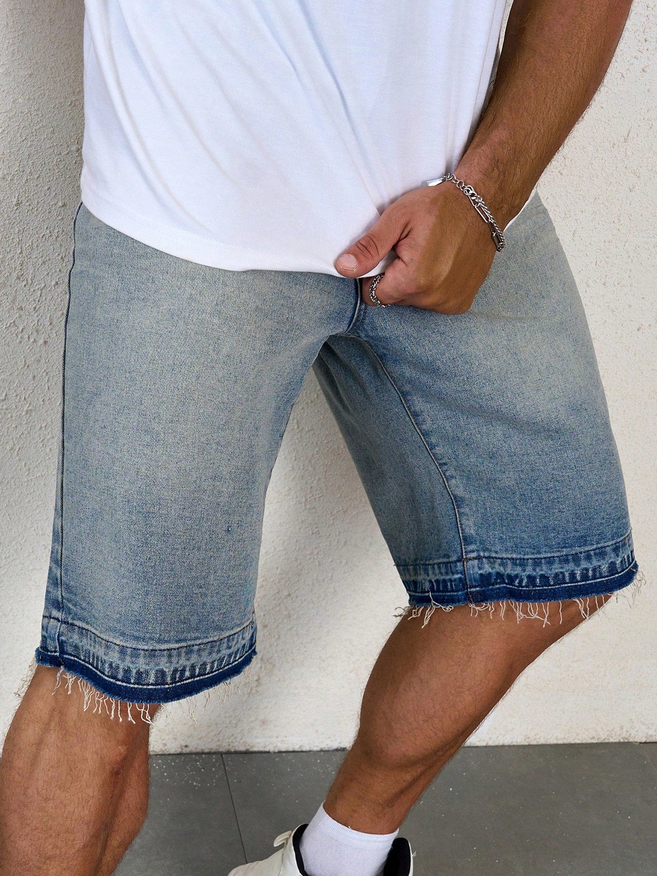 Men's Plus Size Plain And Simple Denim Shorts For Daily Wear