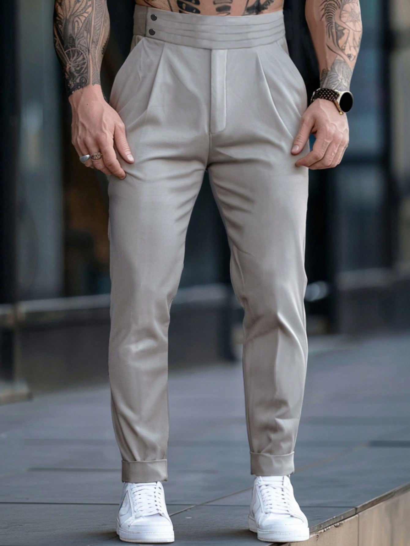 Men's Pleated Simple Daily Wear Casual Dress Pants