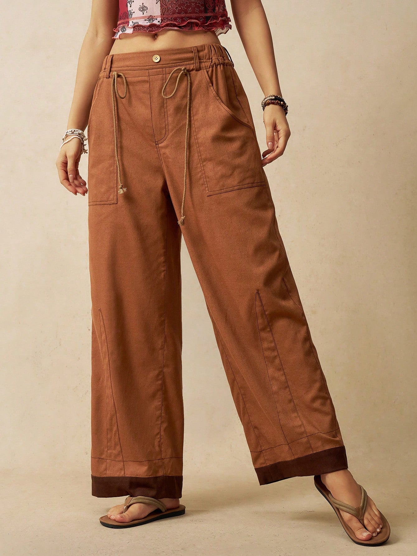 BohoFeels Women's Fashionable Casual Solid Color Casual Long Pants