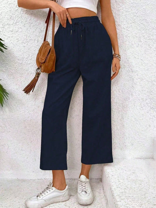 Women Loose Solid Color Wide-Legged Pants For Summer