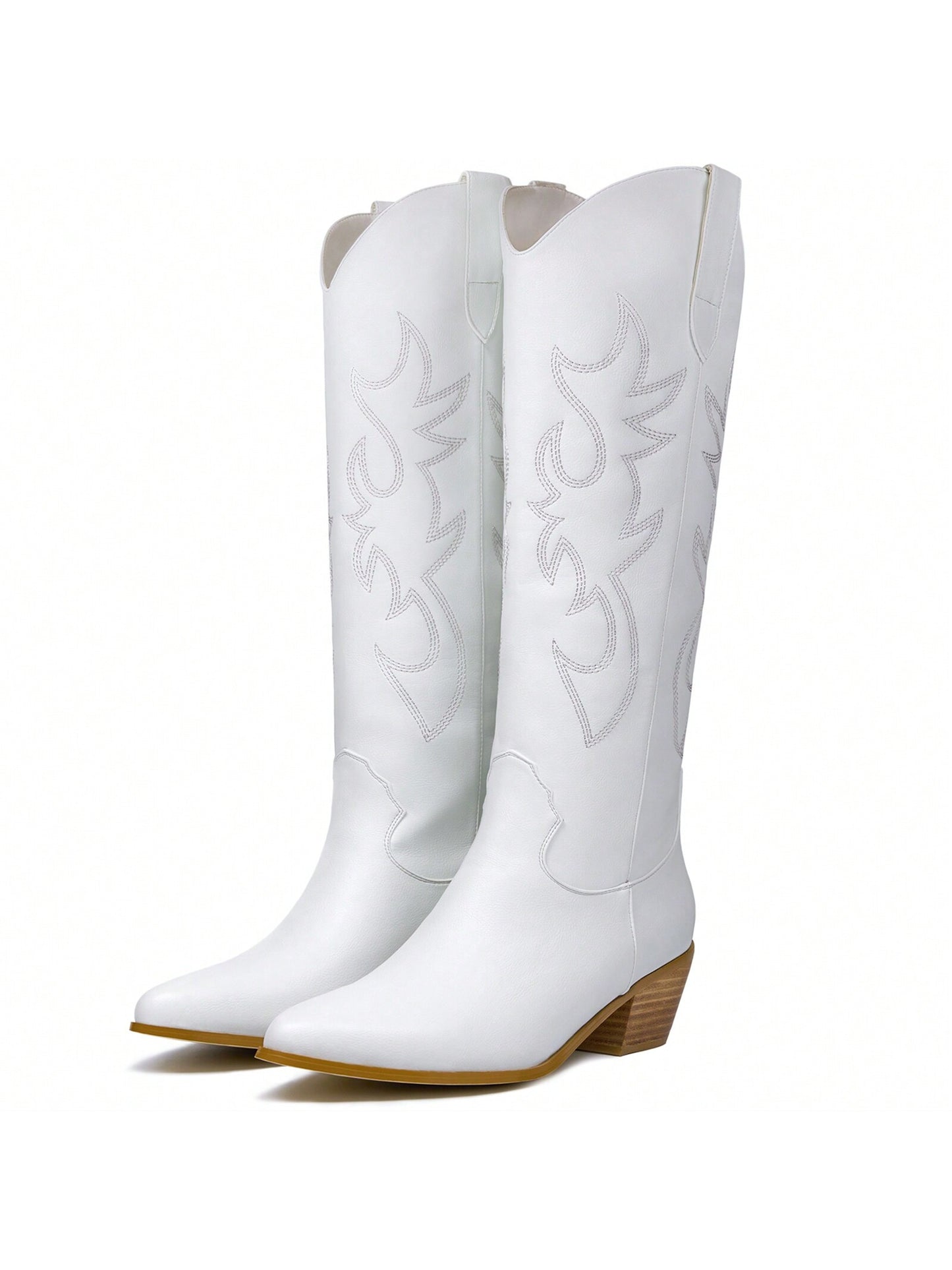 Women'S Western Embroidery Pointed Toes Cowboy Knee High Boots