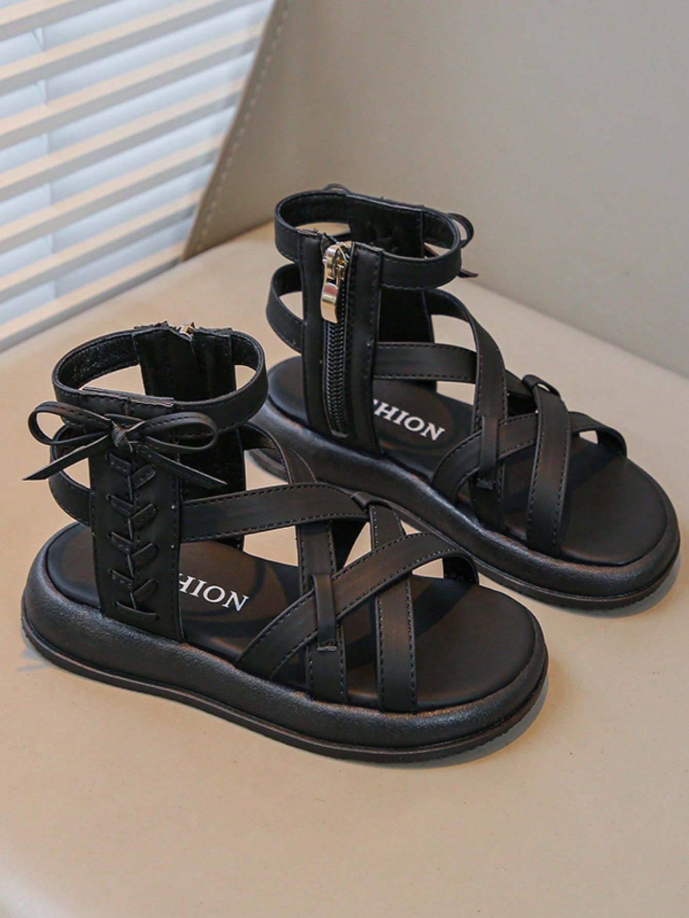 New Summer Platform Girls' Sandals, Mid&Big Kids' High Top Roman Style, Comfortable Non-Slip, Flat Shoes For Girls