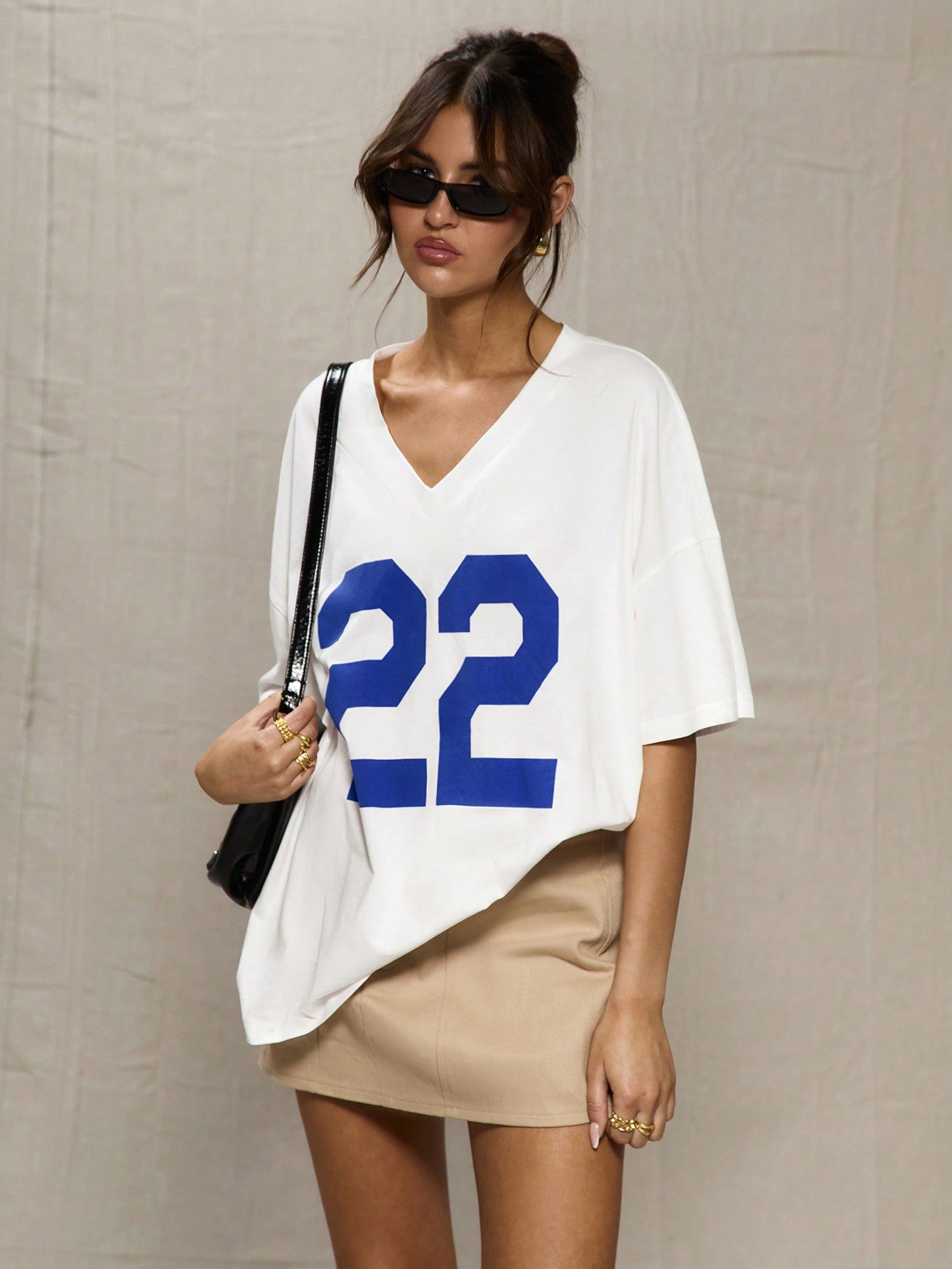 White Oversized Baseball T Shirt