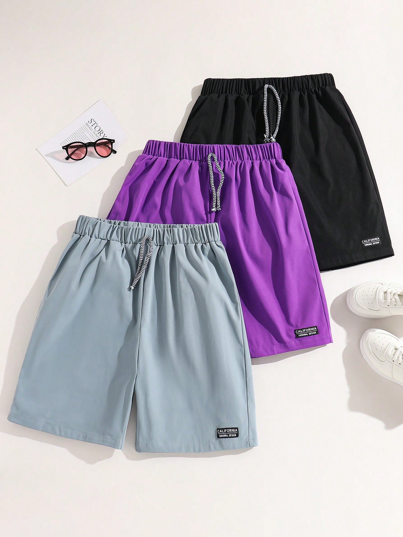 Teen Boy Casual Drawstring Woven Shorts, Multi-Pack, Suitable For Summer