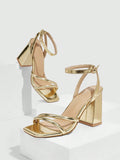 Fashionable Light Gold High Heel Sandals For Women, Ideal For Dating Or PartiesSexy Party Baddie Trendy Chic Gorgeous Style Halloween