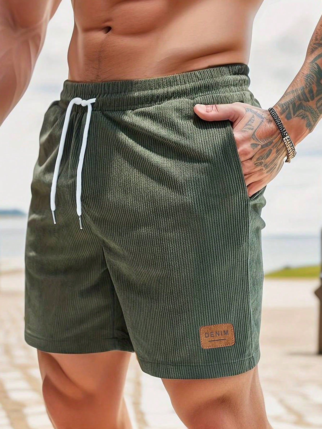 Men's Solid Color Drawstring Shorts With Pockets, Summer Casual Shorts