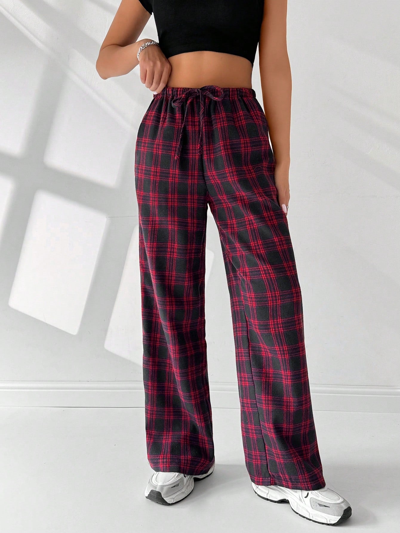 Women'S Plaid Trousers With Pockets