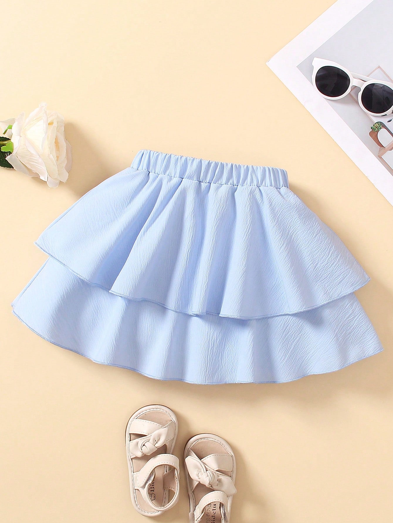 Young Girl Cute & Double Layer Short Skirt For Sweet Princess Look, Perfect For Summer Holiday