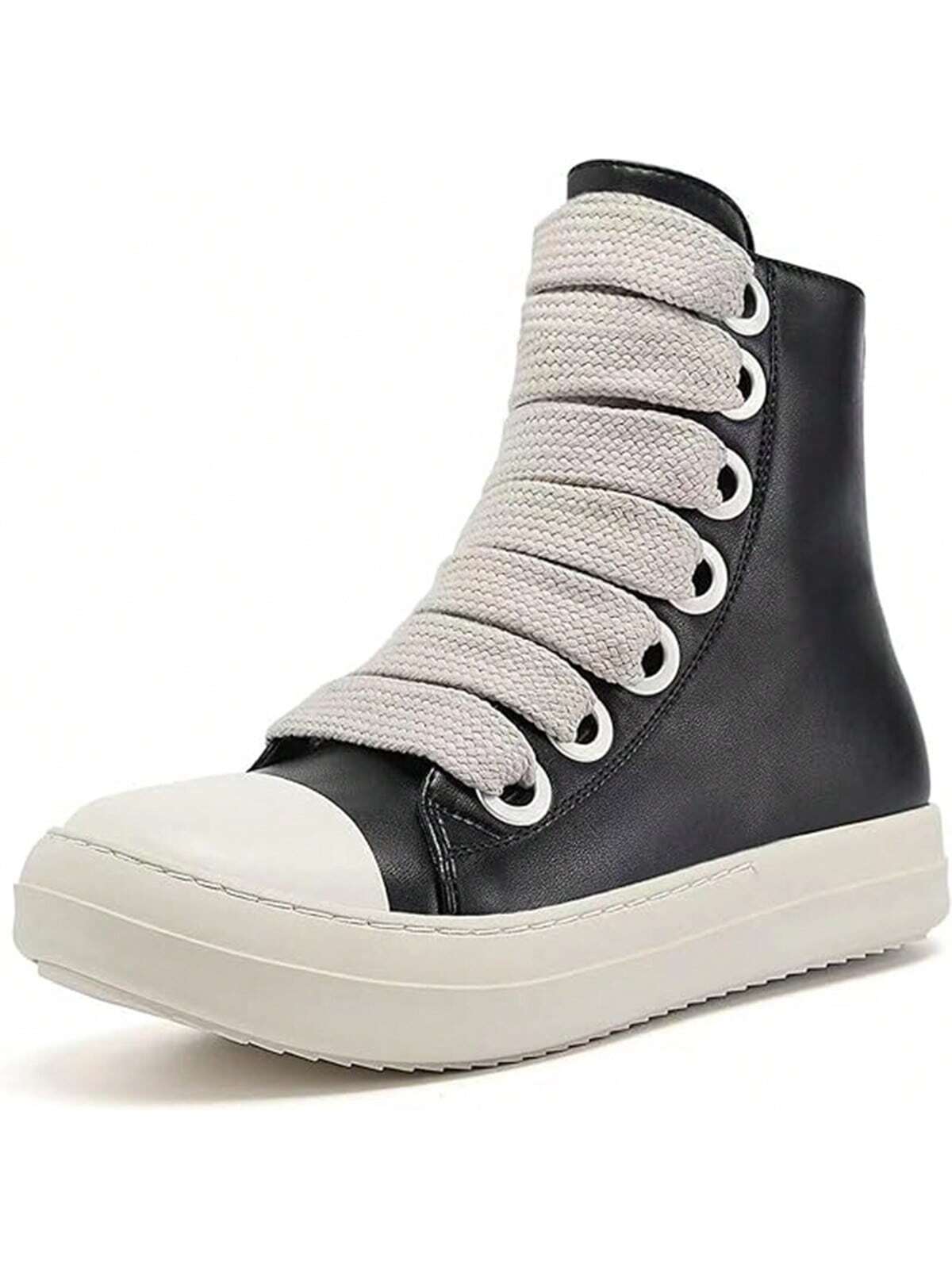 Women's High Top Flat Casual Stylish Chunky Lace-Up Sneakers, Fashionable All-Match Shoes