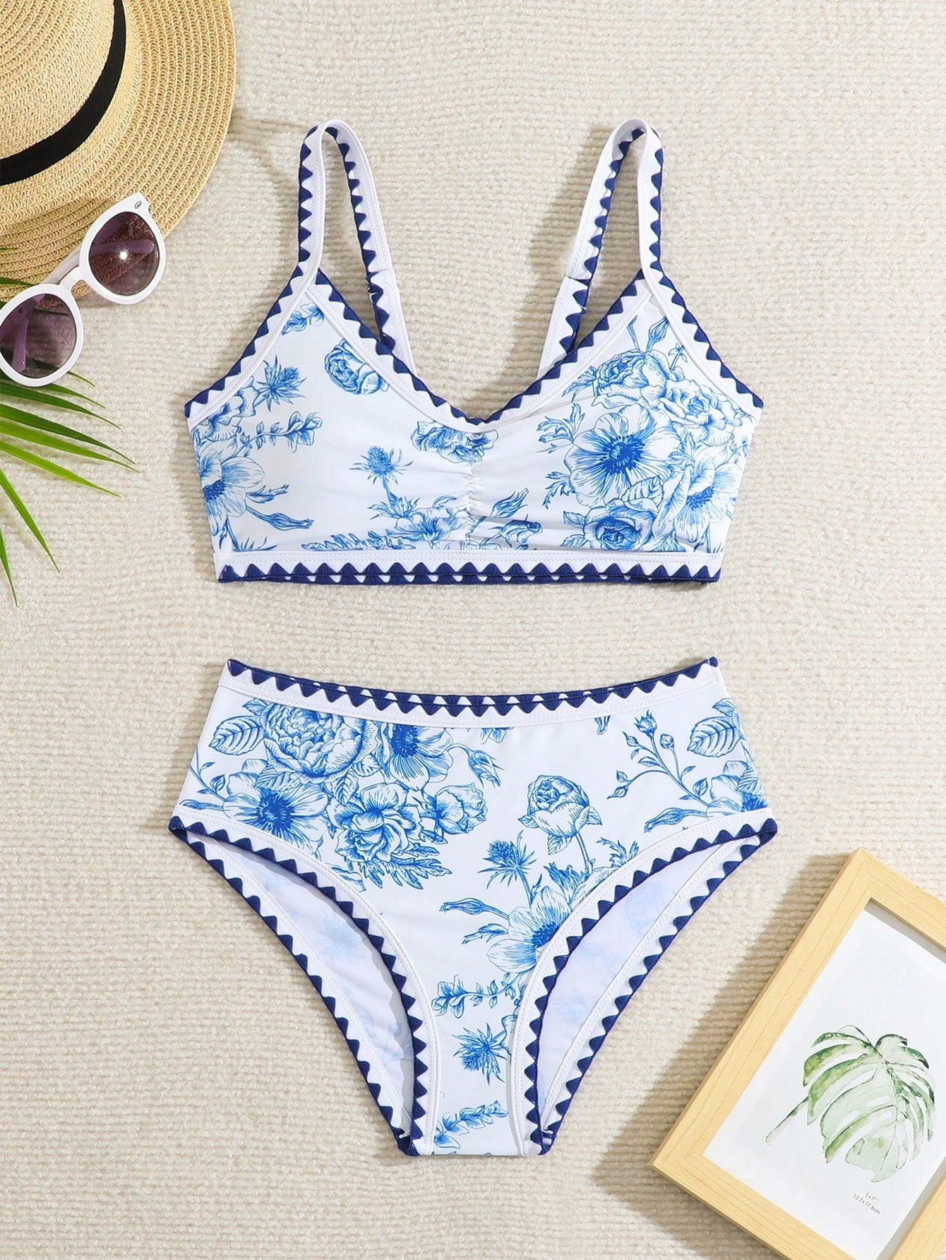 Tween Girl Minimalist Printed Bikini Set Summer Beach