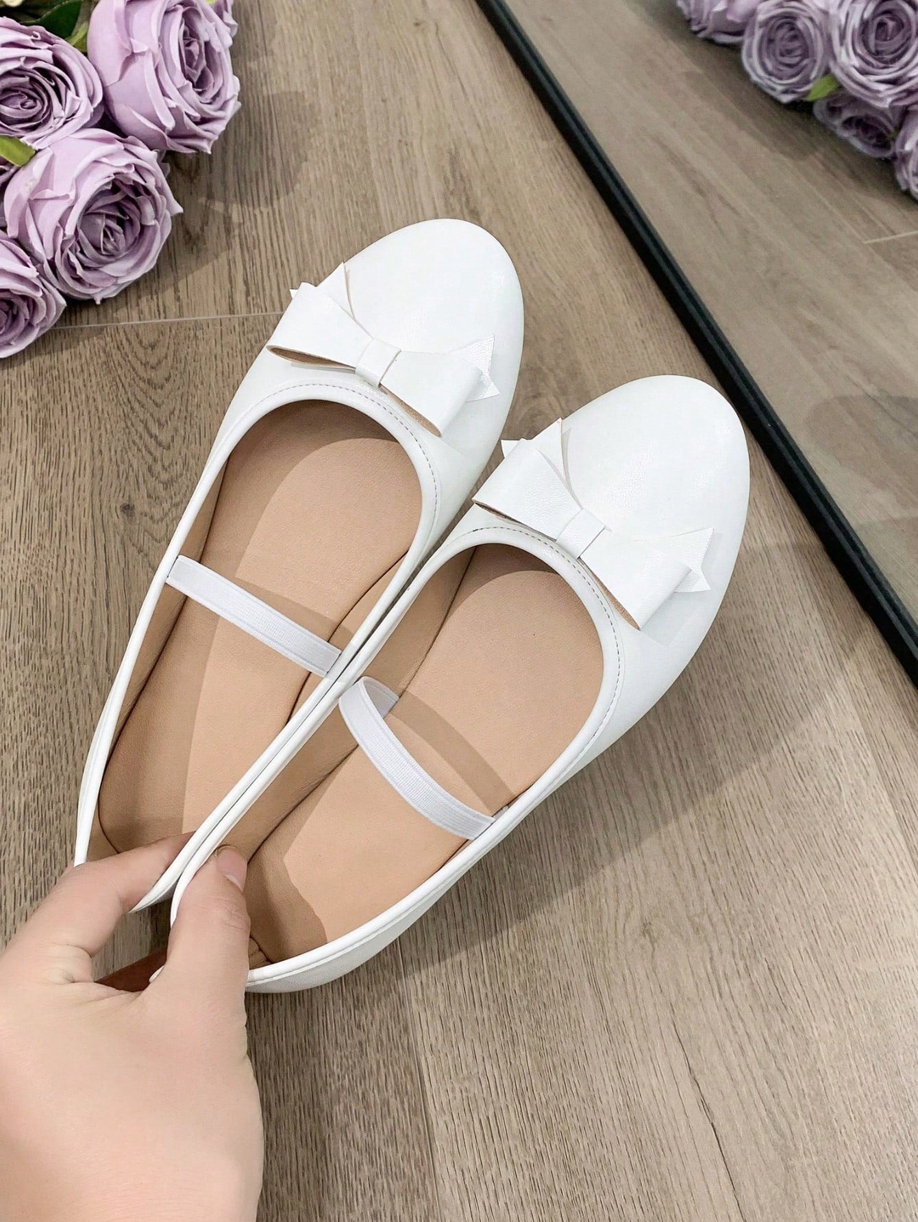 1pair New Spring/Autumn Teenage Girls' Flat Shoes, Fashionable Bowknot Shoes