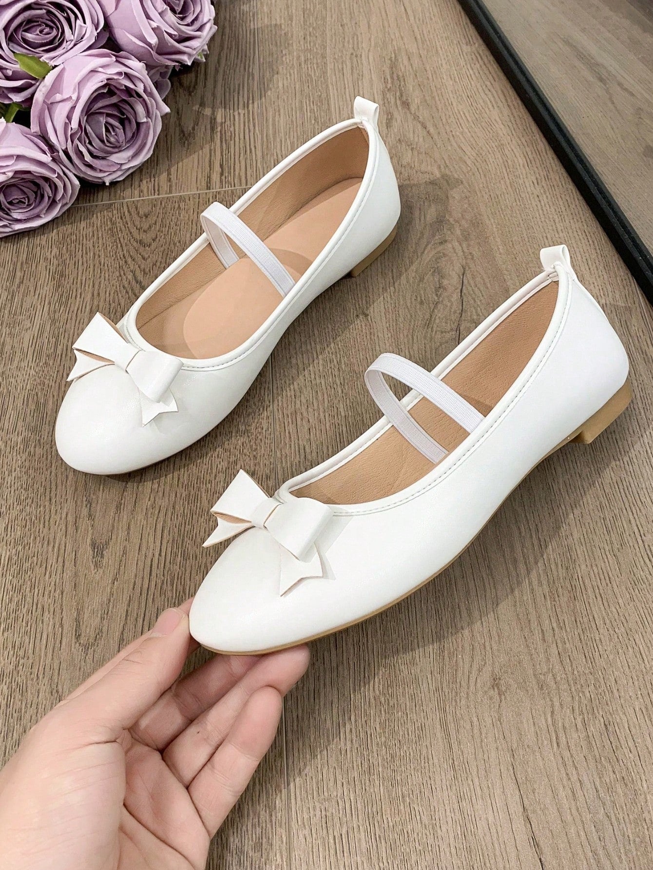 1pair New Spring/Autumn Teenage Girls' Flat Shoes, Fashionable Bowknot Shoes