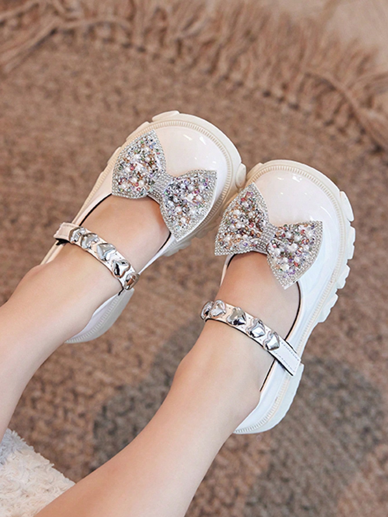 New Spring And Autumn Girls' Princess Leather Shoes Kindergarten Formal Dress Lace Pearl Bowknot Baby Performance Shoes