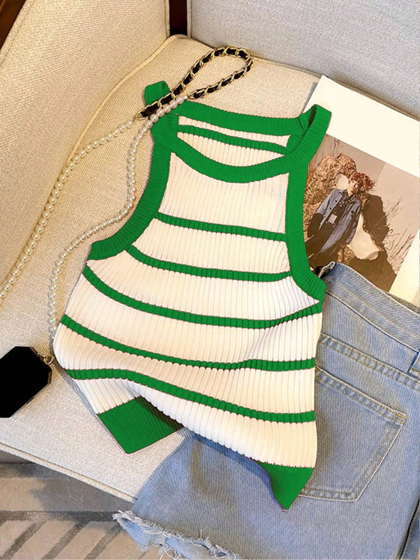 Women's Plus Size Colorblocked Striped Knit Vest Top