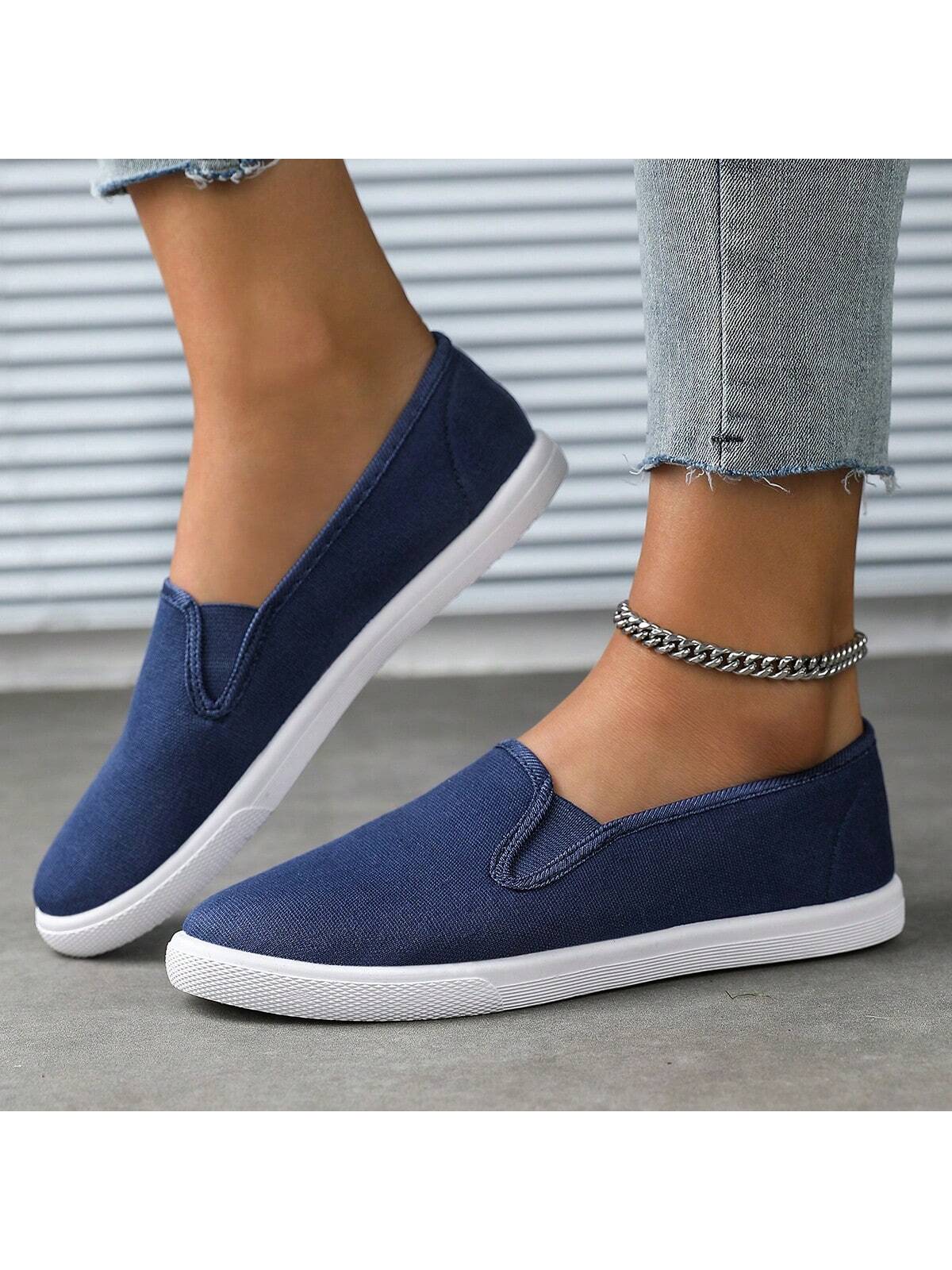 Unisex Solid Color Canvas Shoes, Low-Cut Round-Toe Sneakers, Women's Flat Shoes, Casual Sports Outdoor Shoes, Work Shoes