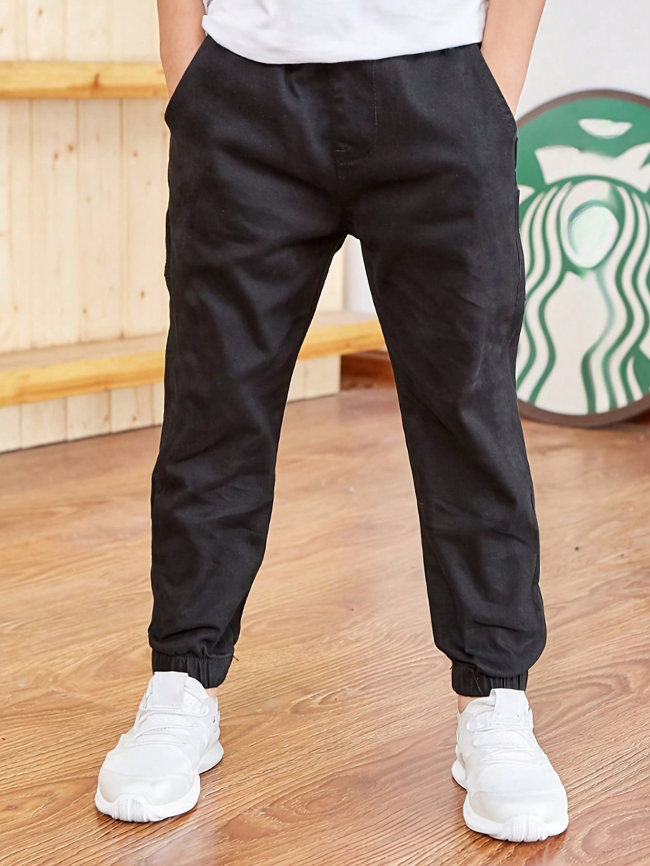 1pc Tween Boy Casual Sports Drawstring Pants For Spring/Summer/Fall