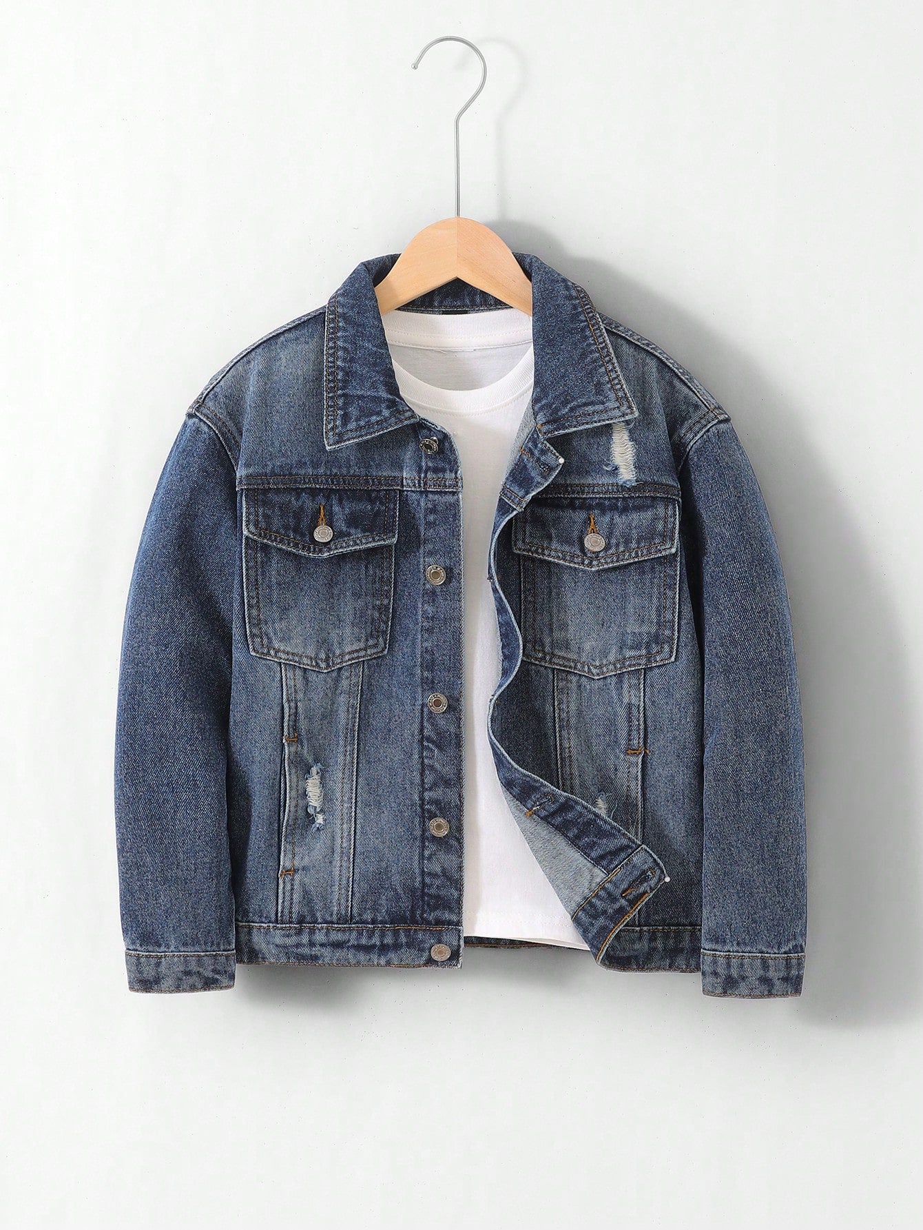 Tween Boy Fashionable Loose Fit Casual Denim Jacket And Coat, Versatile