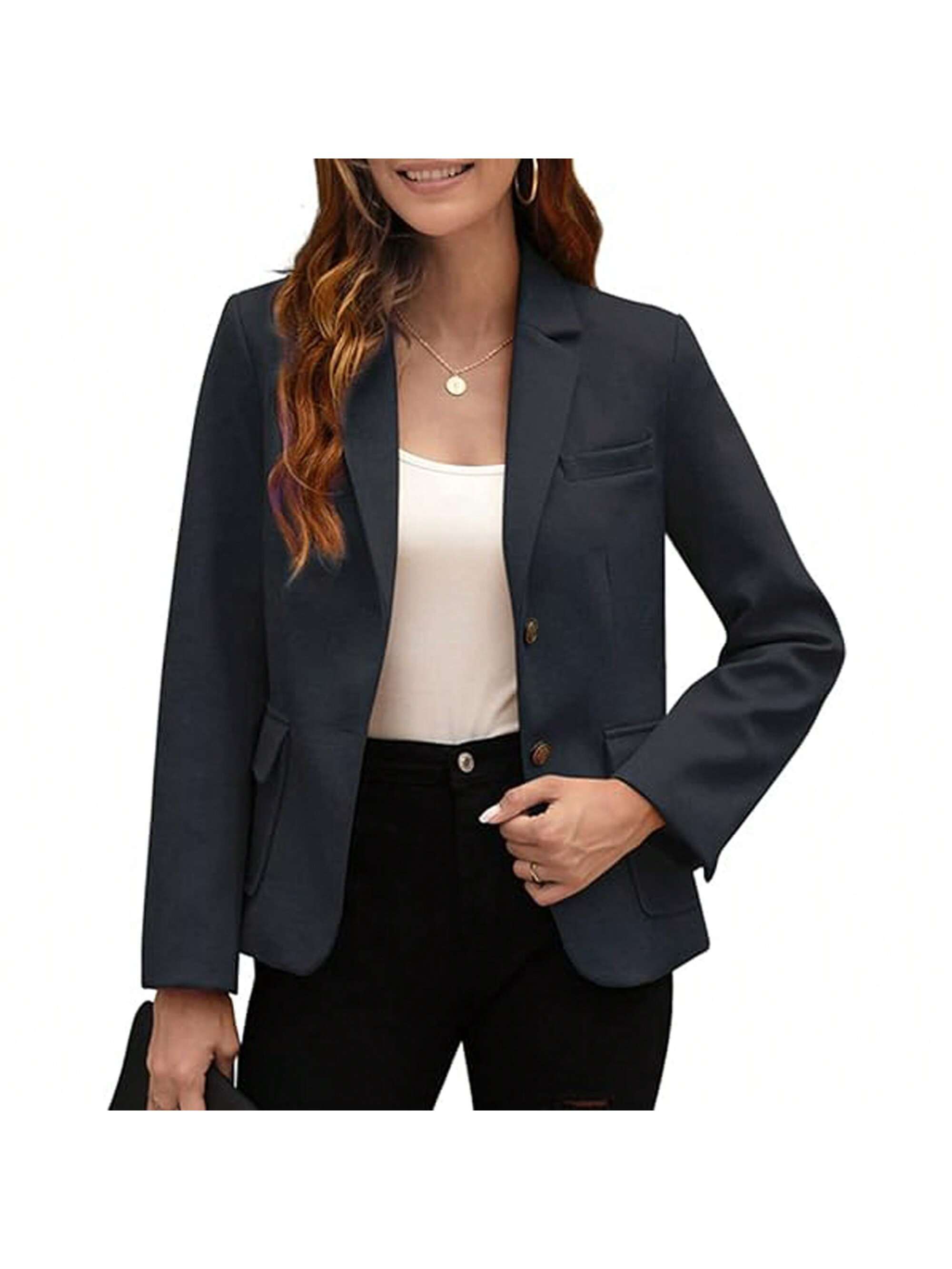 PiePieBuy Women's Casual Blazers Long Sleeve Lapel Open Front Work Office Bussiness Wool Blazer Jackets