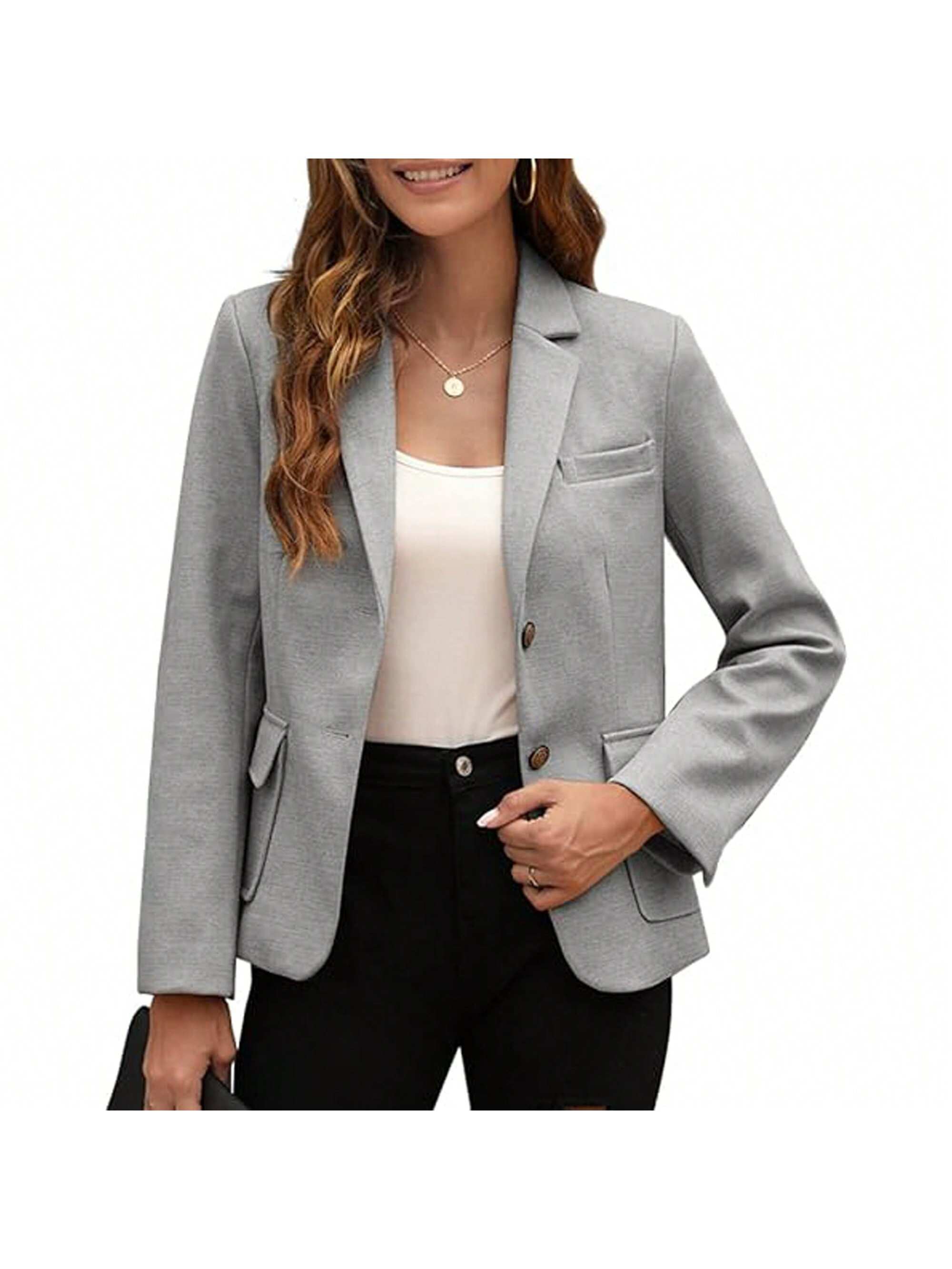 PiePieBuy Women's Casual Blazers Long Sleeve Lapel Open Front Work Office Bussiness Wool Blazer Jackets