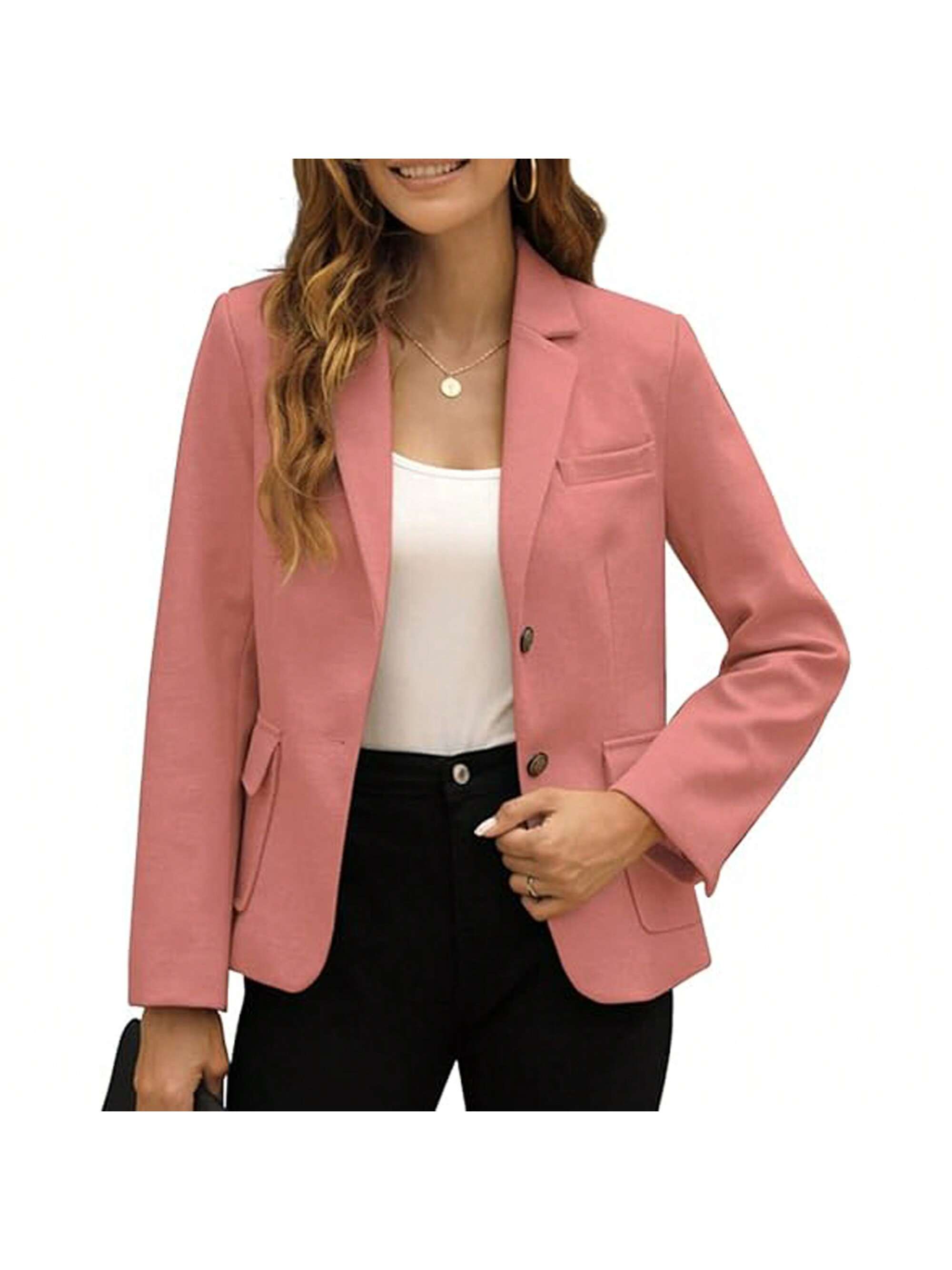 PiePieBuy Women's Casual Blazers Long Sleeve Lapel Open Front Work Office Bussiness Wool Blazer Jackets