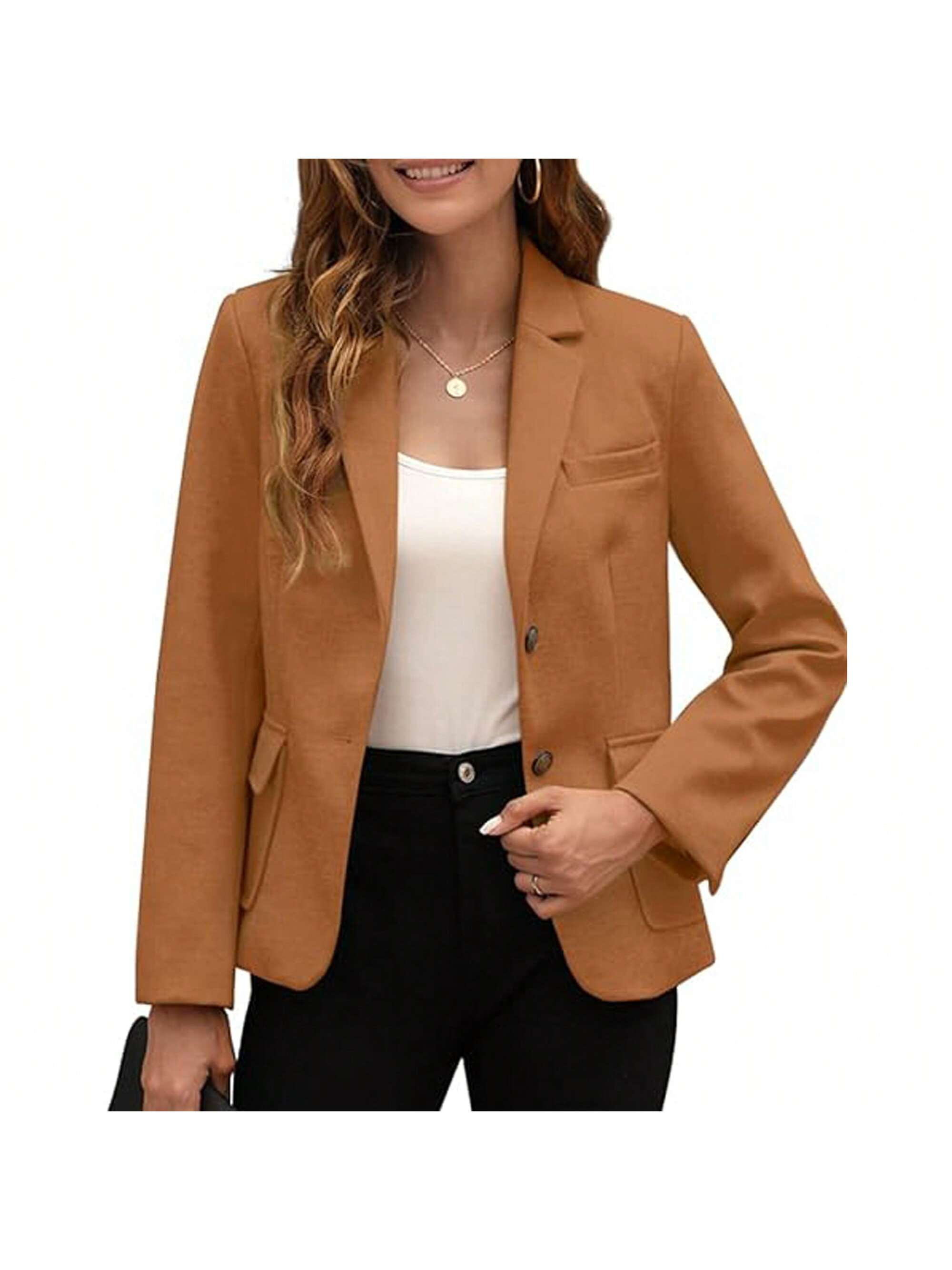 PiePieBuy Women's Casual Blazers Long Sleeve Lapel Open Front Work Office Bussiness Wool Blazer Jackets