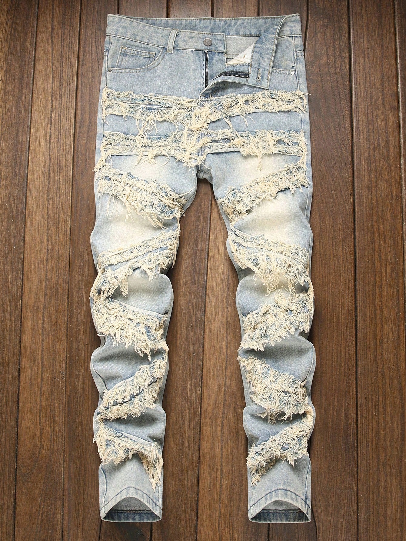 Teen Boy Fashionable Creative Fringed Jeans