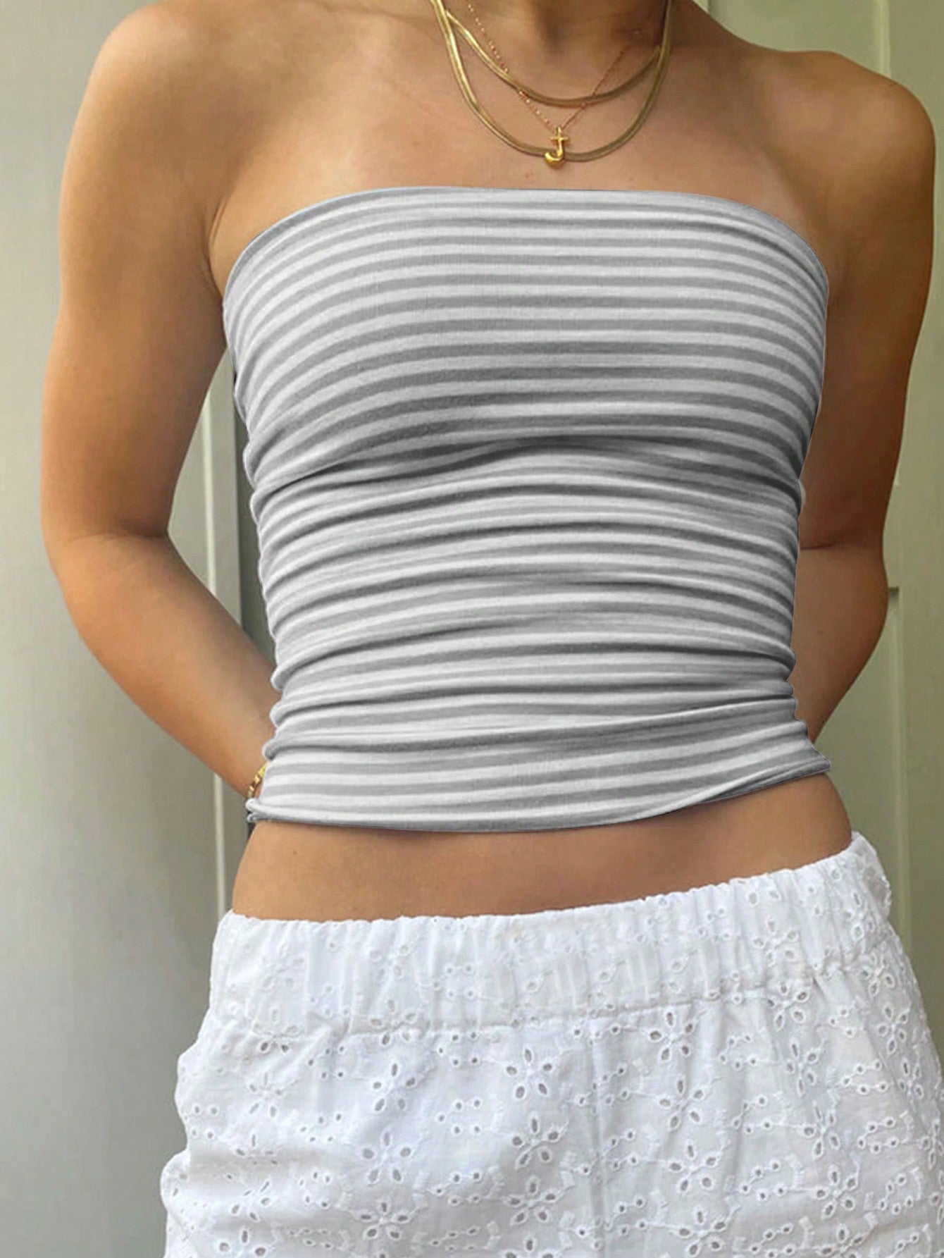 Women's Fashionable Stripe Bandeau Top