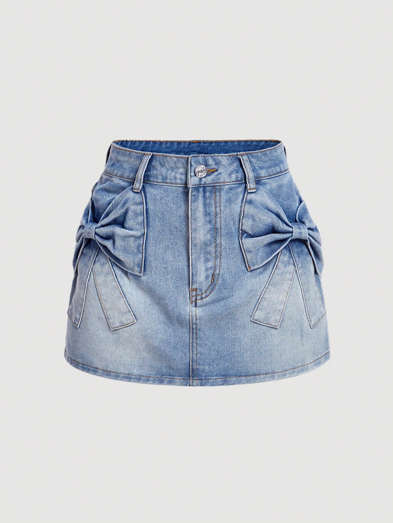 Women's Fashionable Bowknot Design Denim Mini Skirt