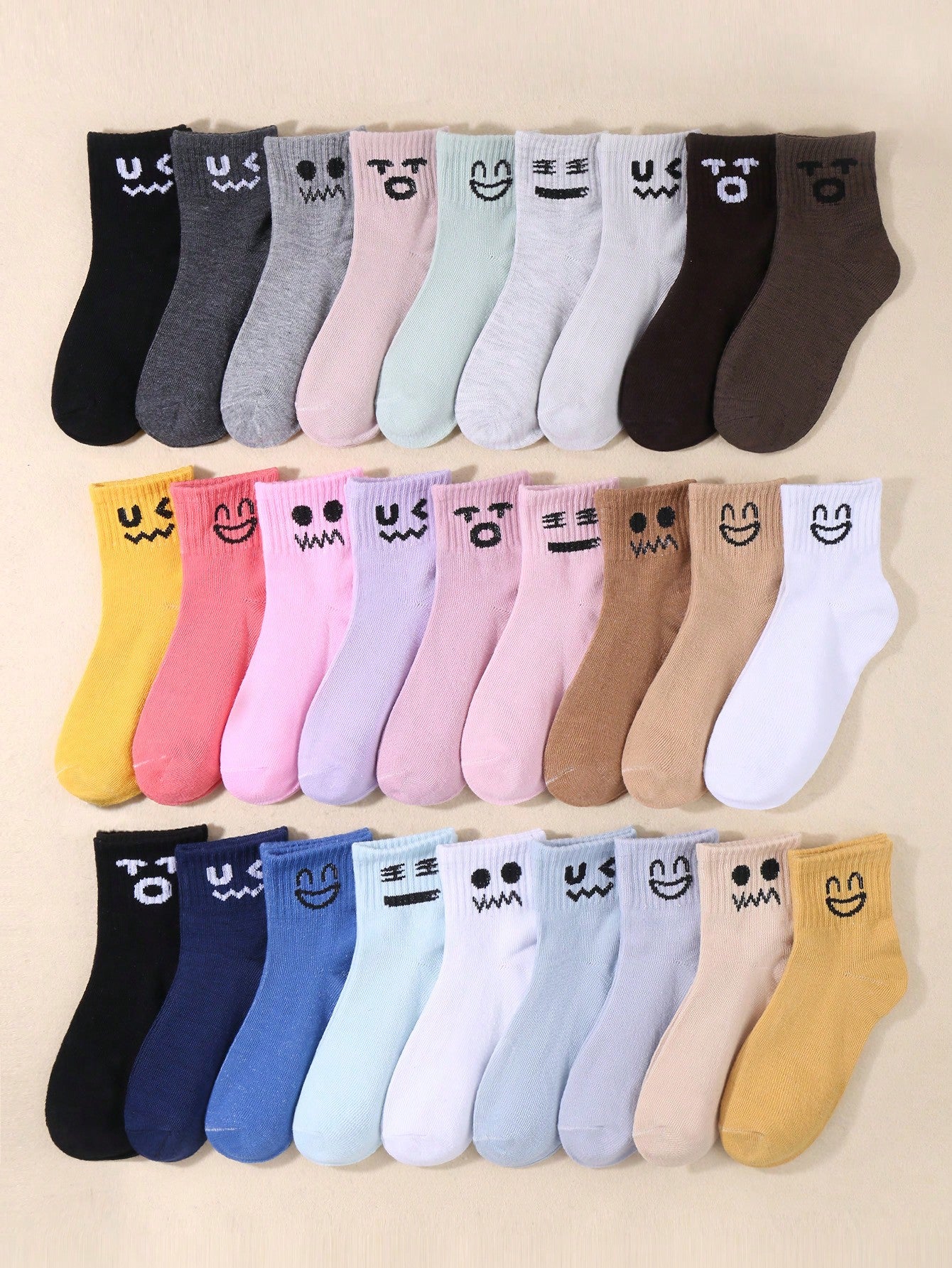 5pairs Kids' Novelty Expression Design High Elasticity High Tube Sports Socks