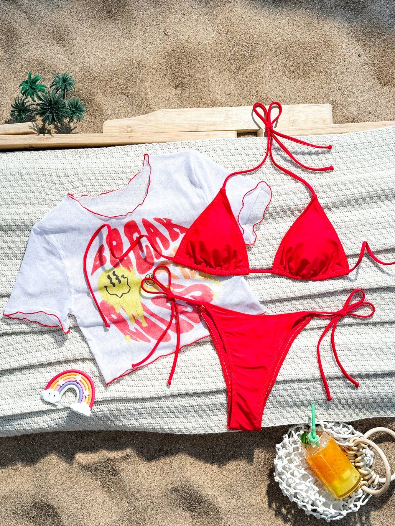 Swim Split Bikini Set, Customized Print Design With Copyright Purchased, Summer Beach